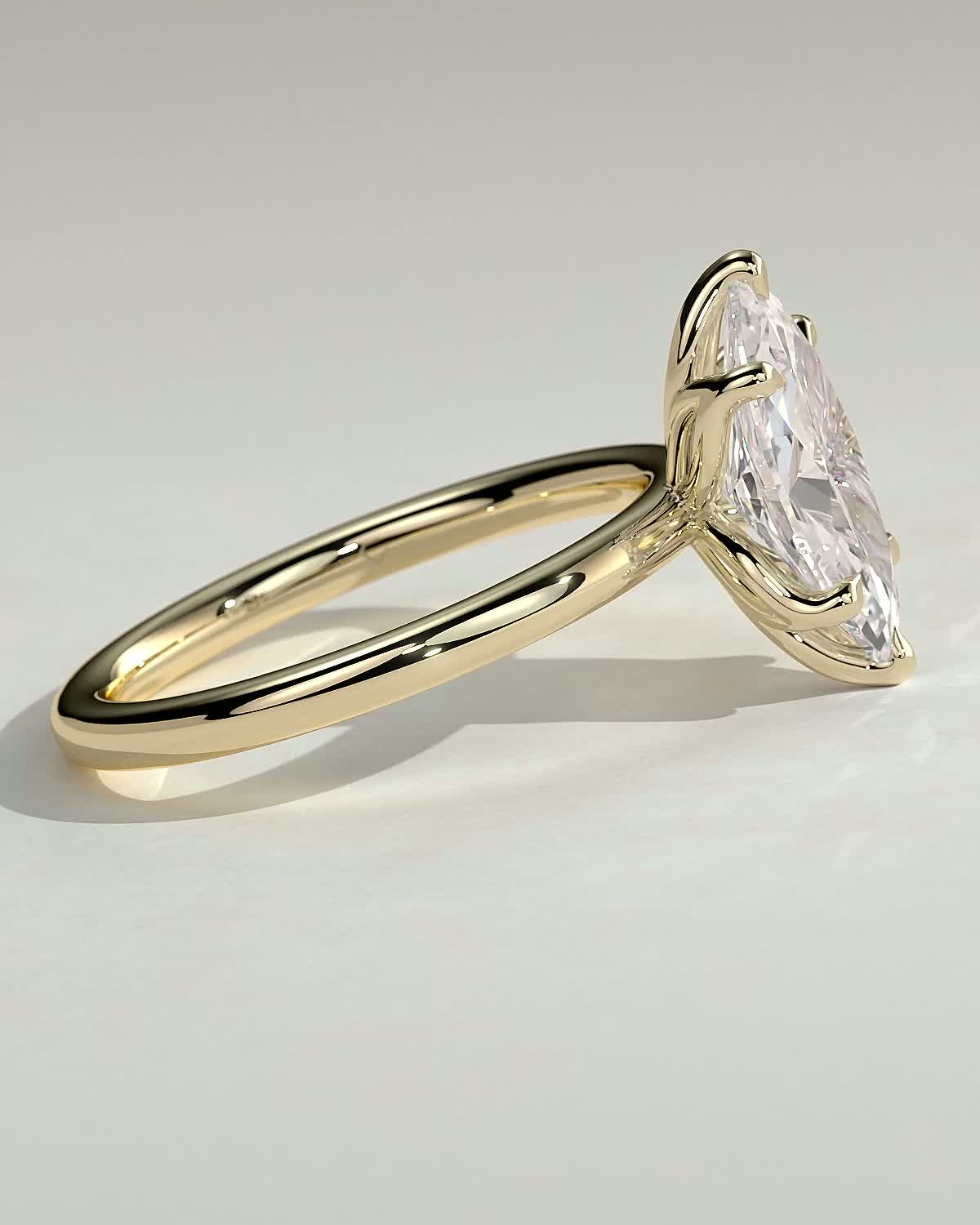 Eve - 6 Claw Marquise Solitaire - 18k Yellow Gold