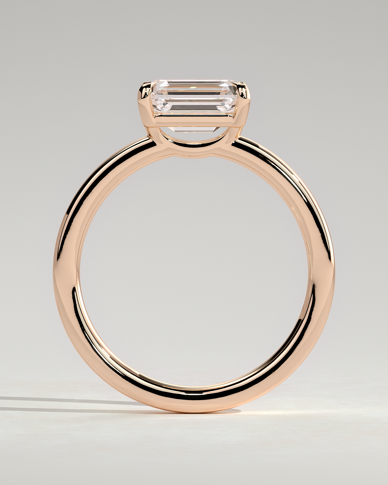 Evelyn  East West Emerald Solitaire - 18k Rose Gold