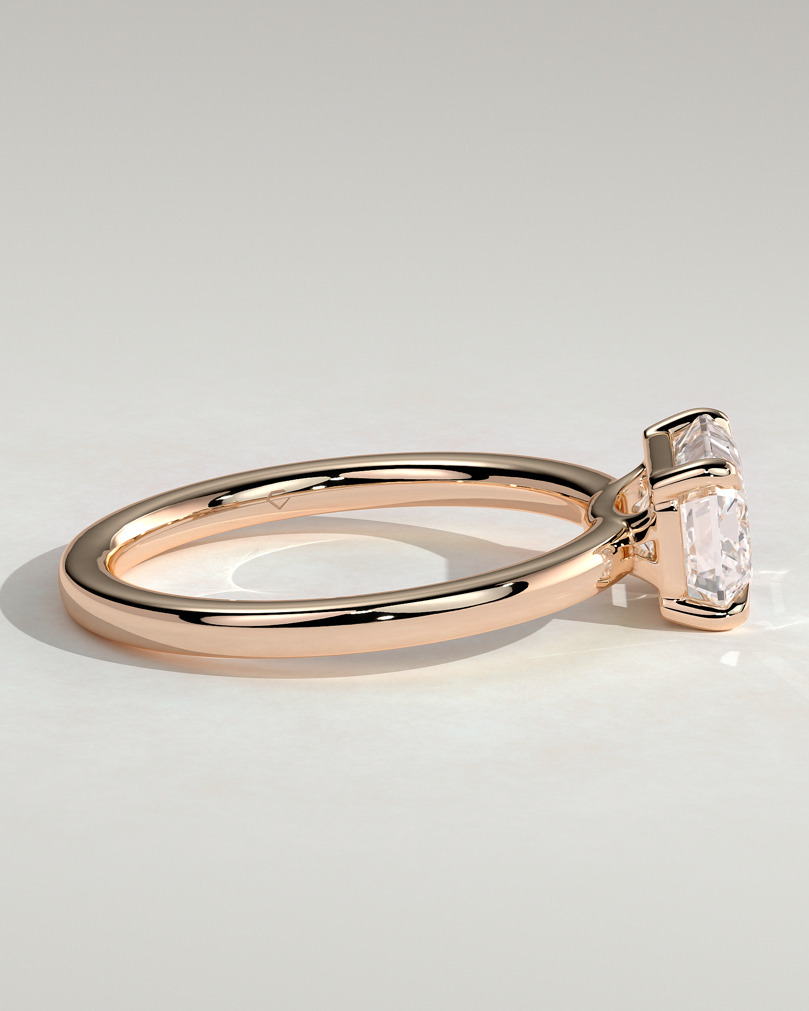 Evelyn  East West Emerald Solitaire - 18k Rose Gold