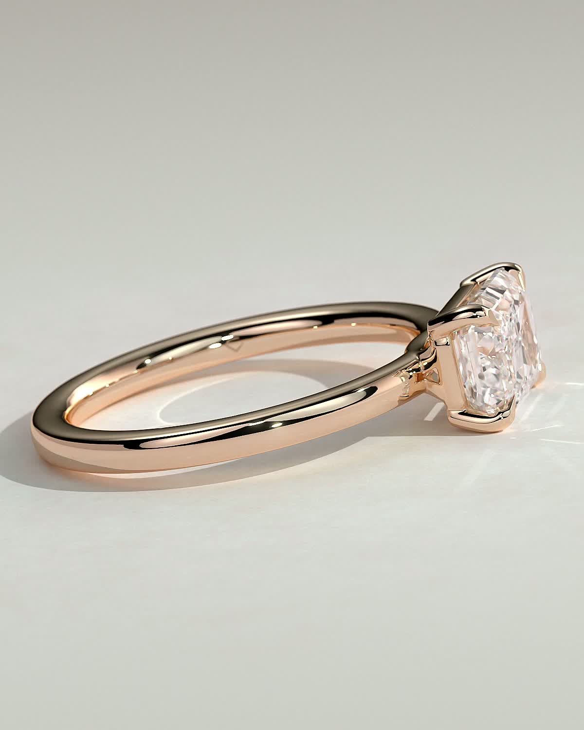 Evelyn  East West Emerald Solitaire - 18k Rose Gold