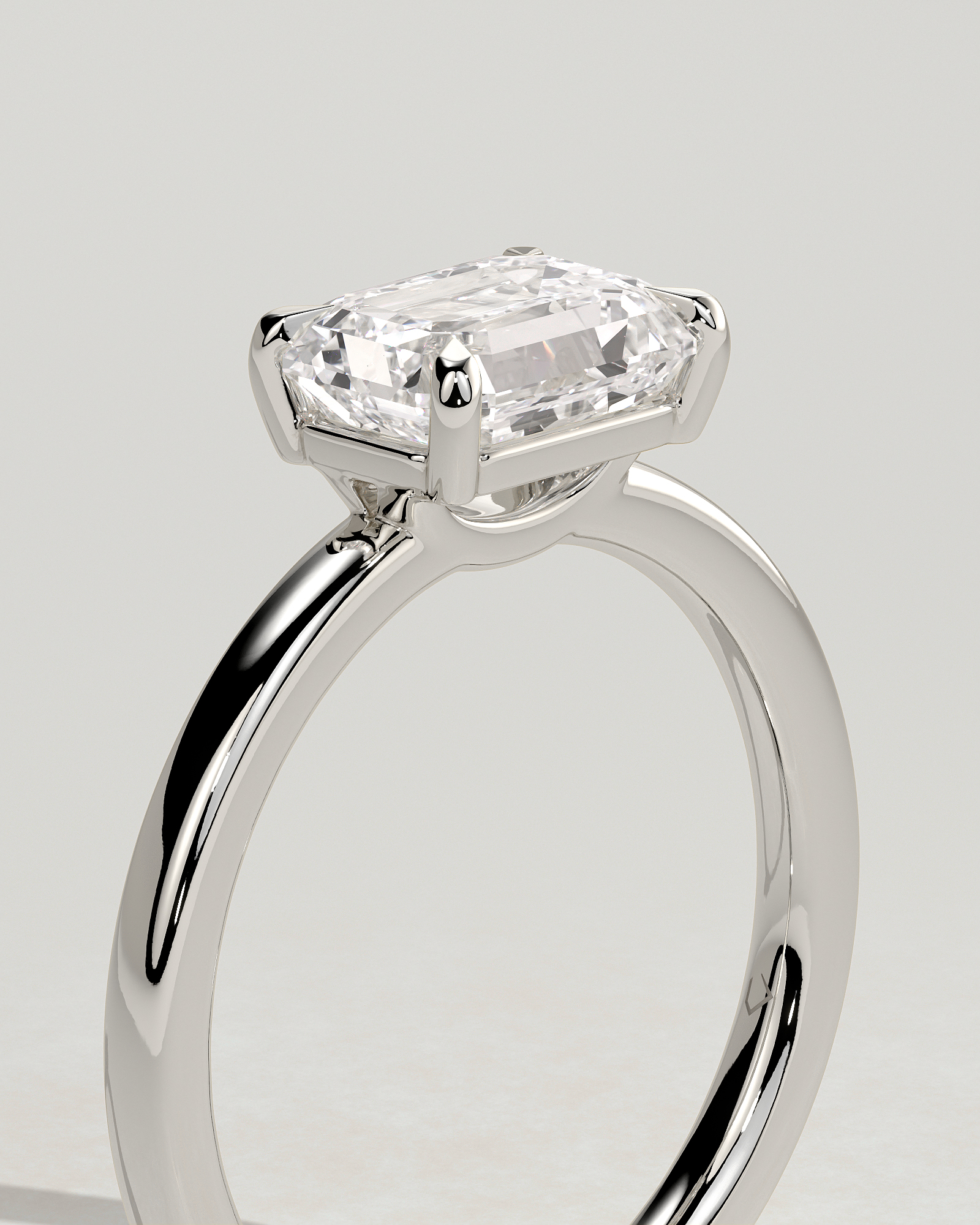 Evelyn  East West Emerald Solitaire - 18k White Gold