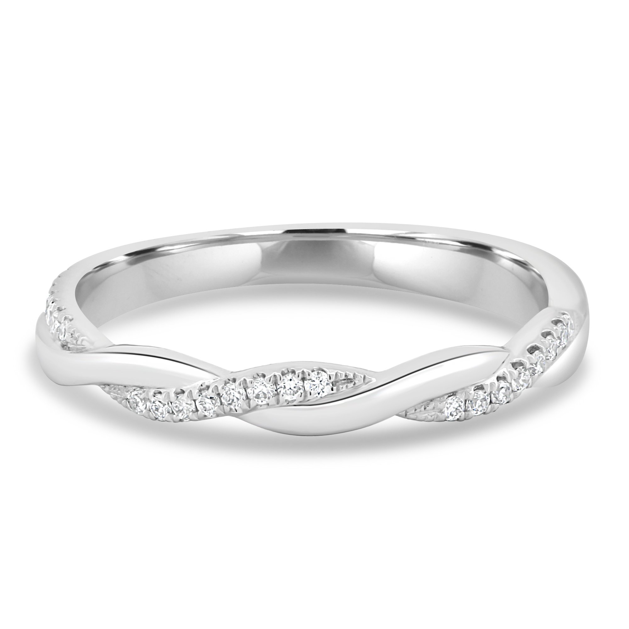 Faith - Twisted Wedding Ring with Pav - 18k White Gold