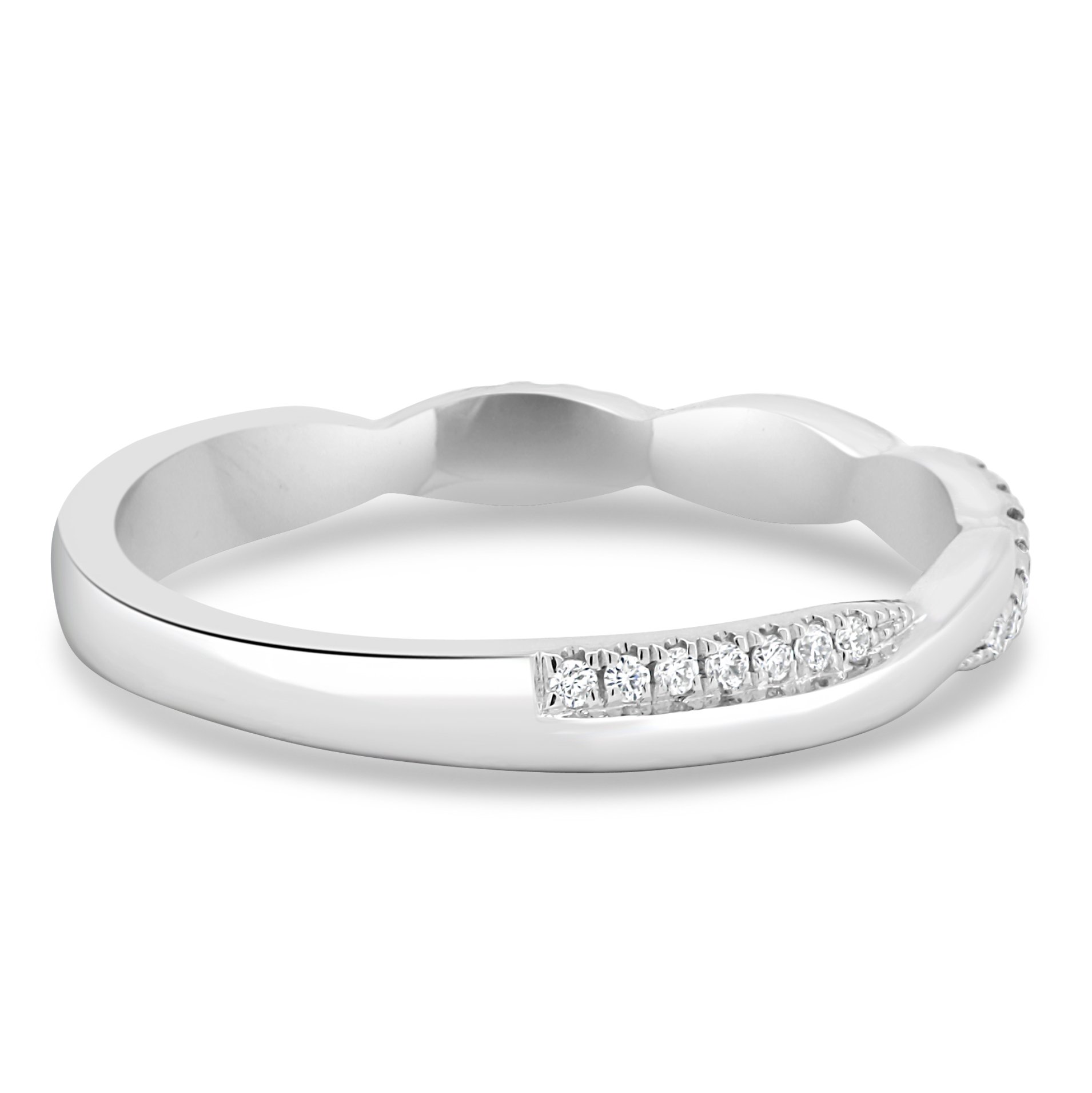 Faith - Twisted Wedding Ring with Pav - 18k White Gold