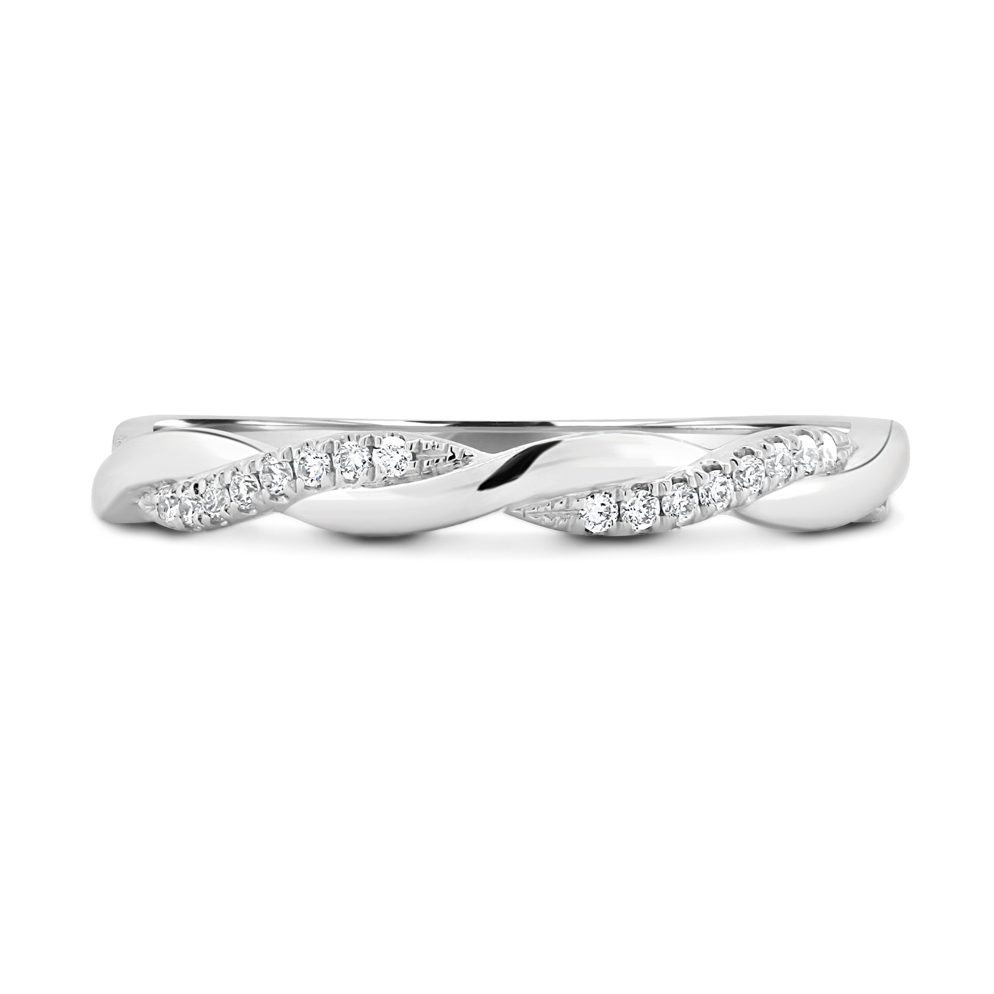 Faith - Twisted Wedding Ring with Pav - 18k White Gold