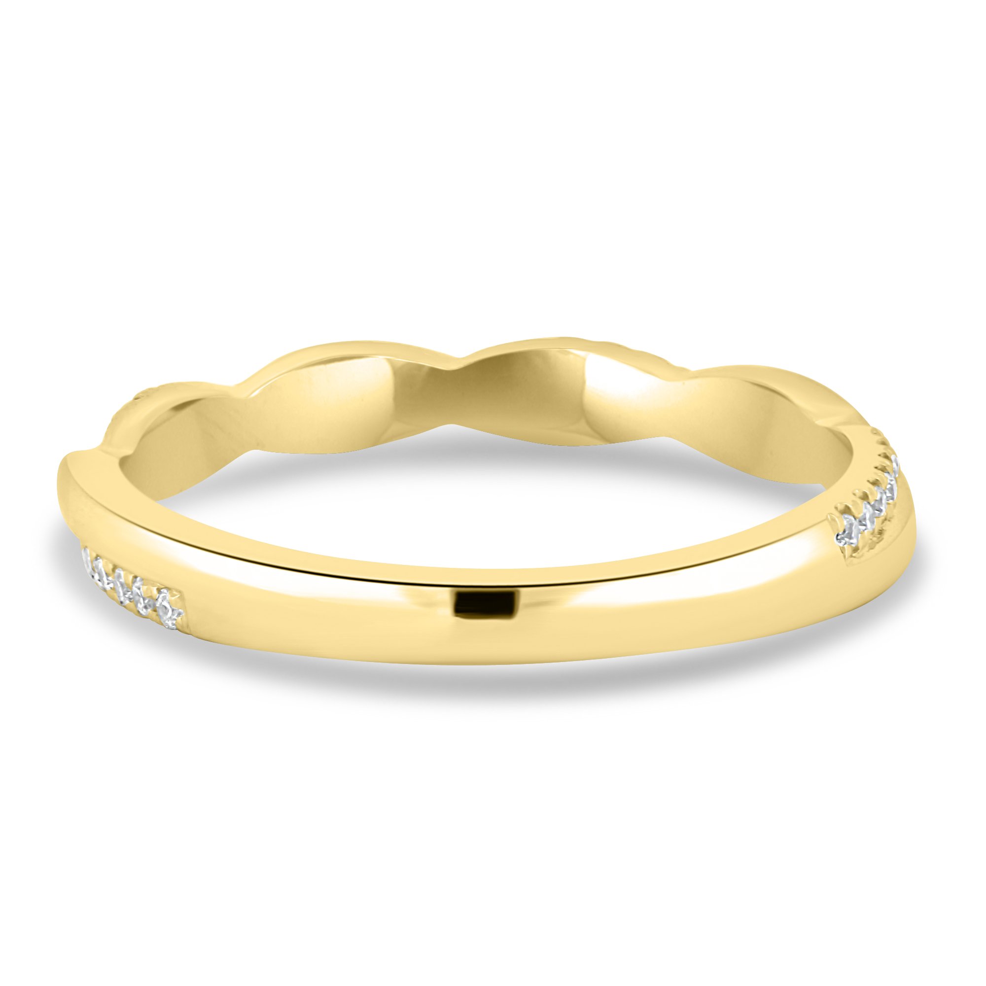 Faith - Twisted Wedding Ring with Pav - 18k Yellow Gold