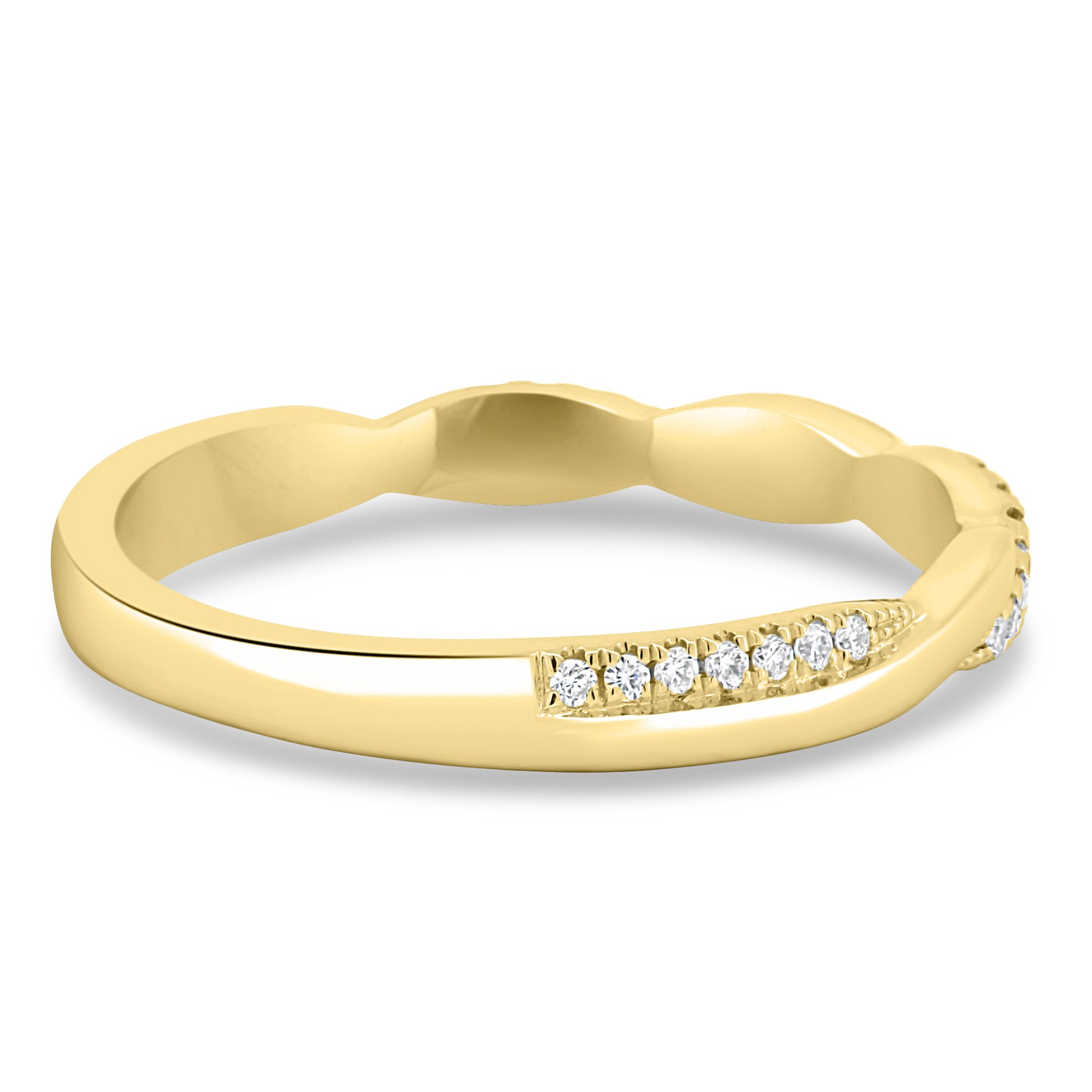 Faith - Twisted Wedding Ring with Pav - 18k Yellow Gold
