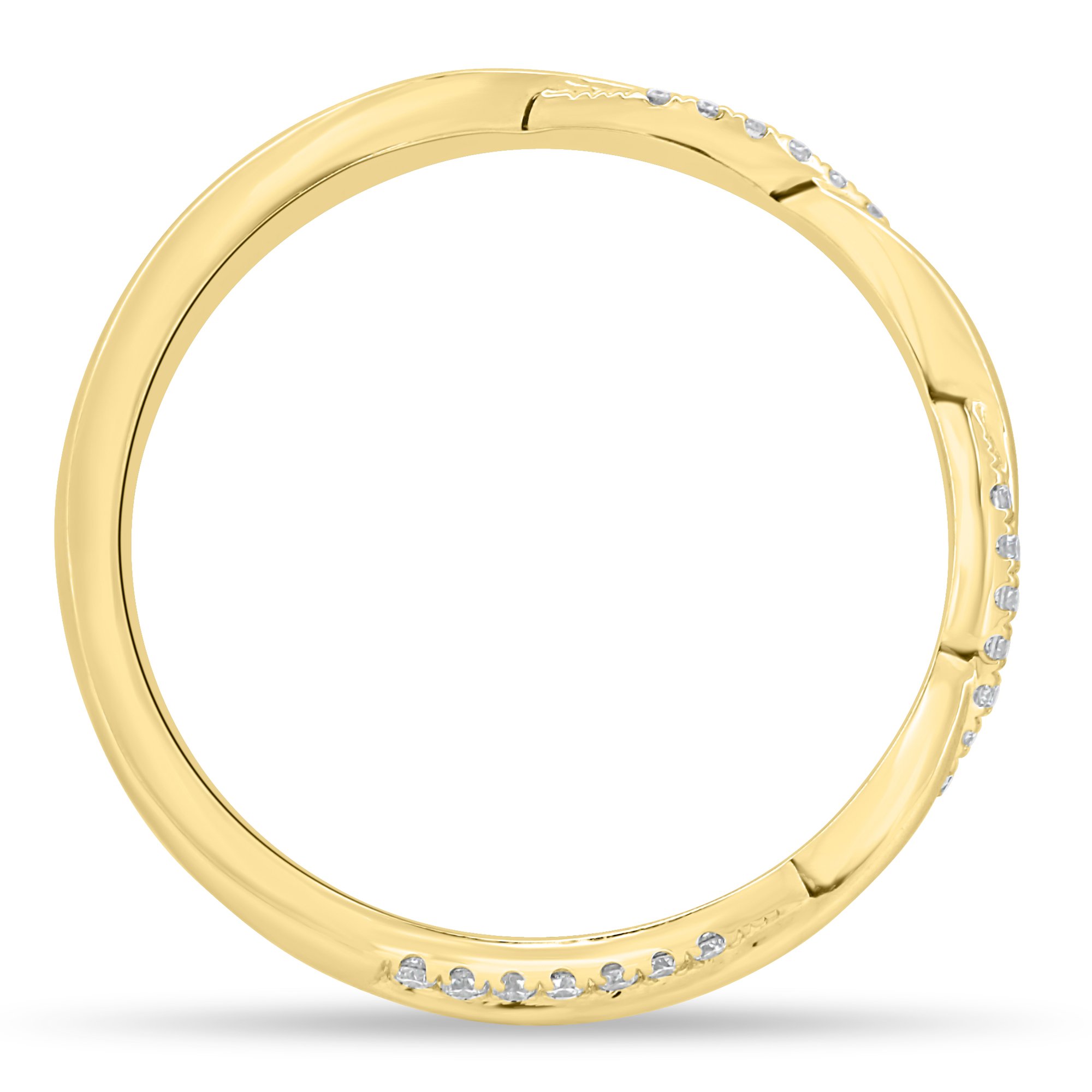Faith - Twisted Wedding Ring with Pav - 18k Yellow Gold