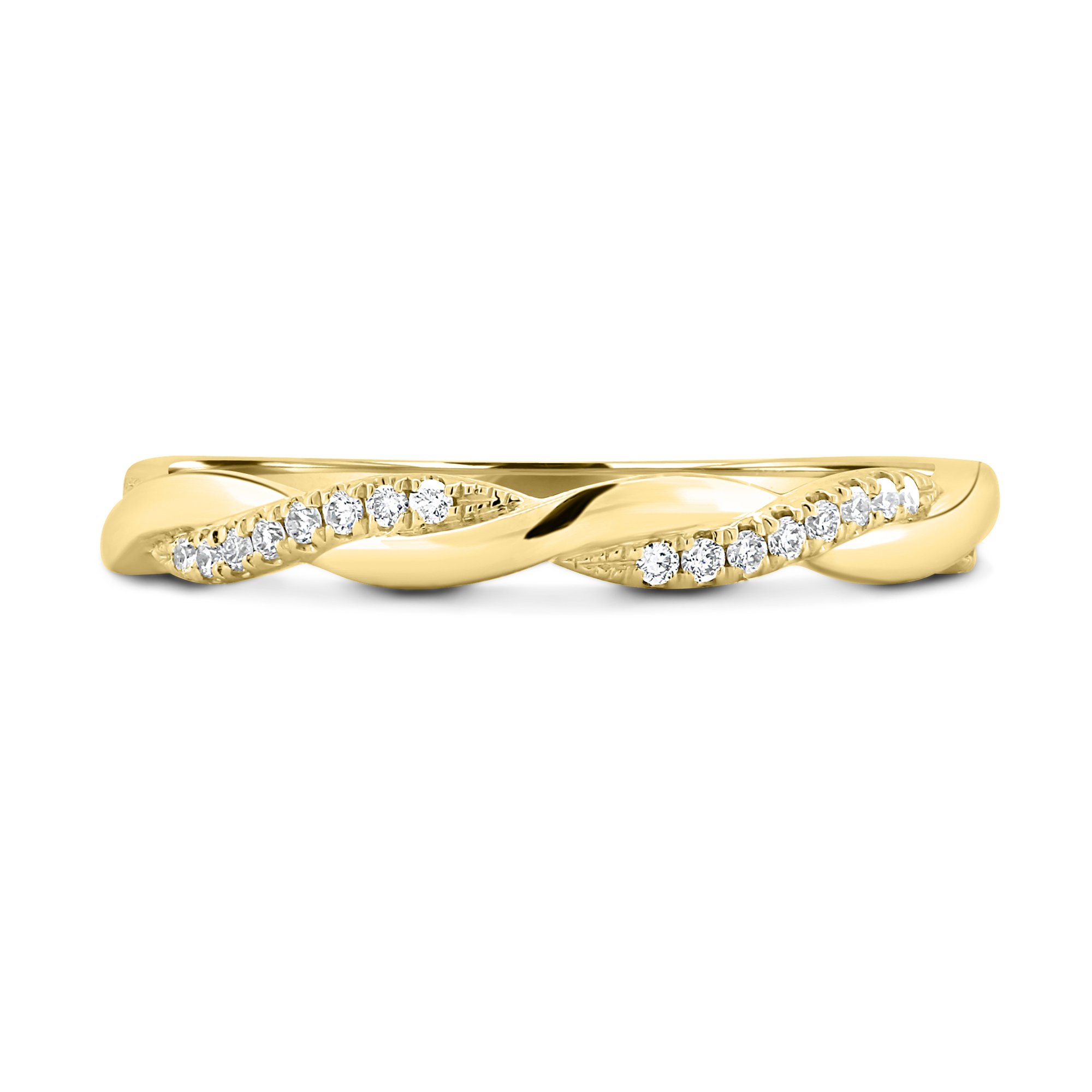 Faith - Twisted Wedding Ring with Pav - 18k Yellow Gold