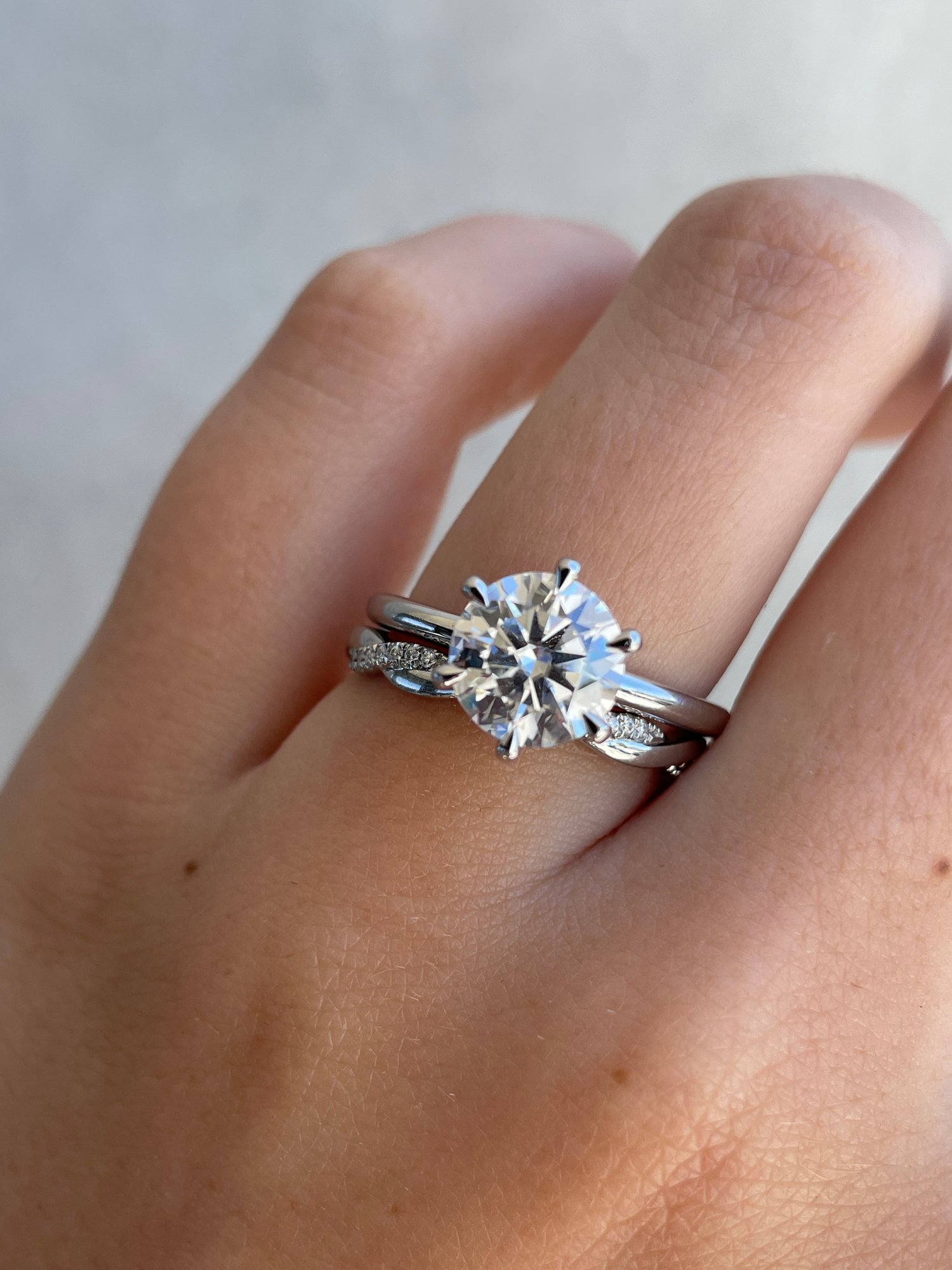 Faith - Twisted Wedding Ring with Pav Lifestyle Image