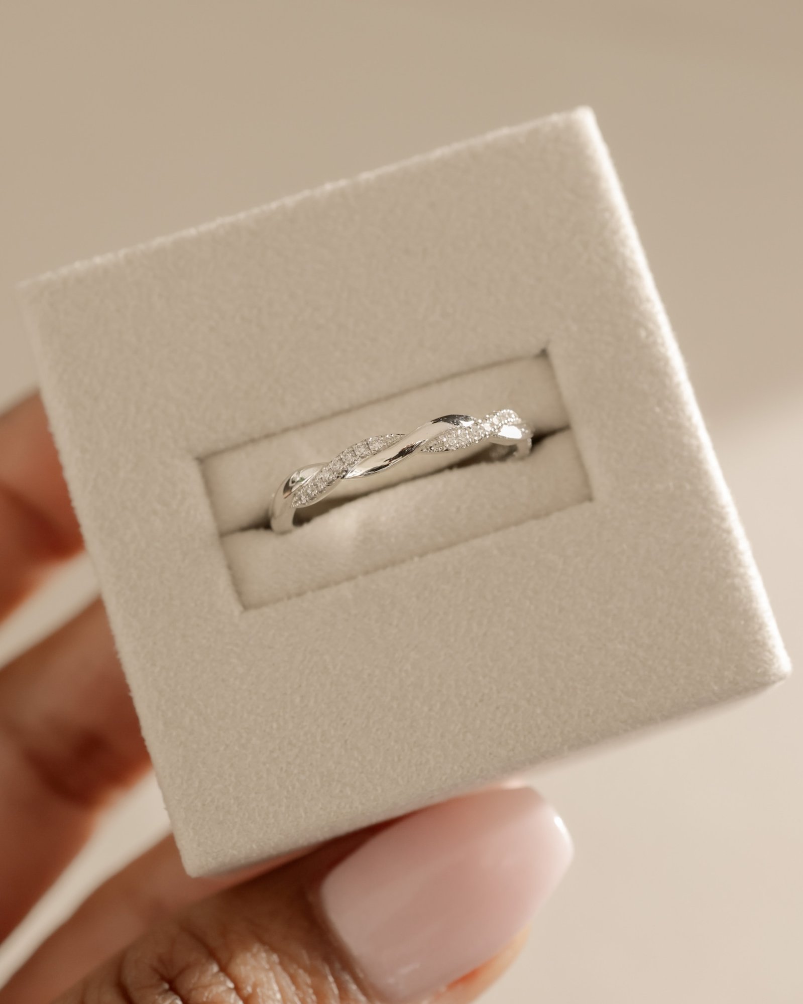 Faith - Twisted Wedding Ring with Pav Lifestyle Image