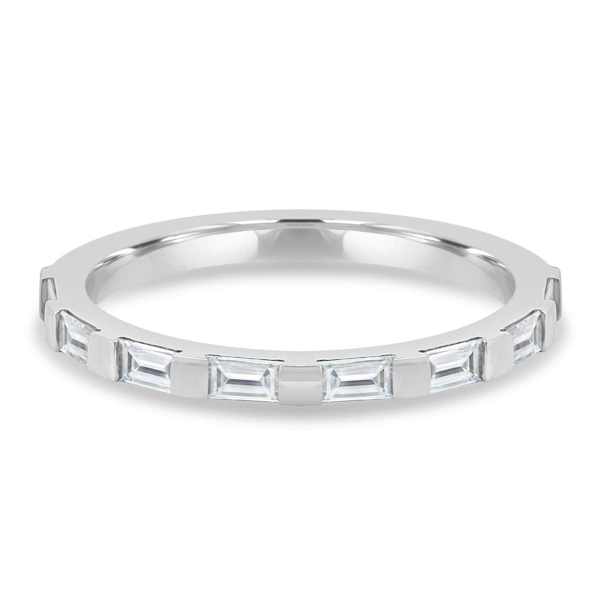 Felicity  Baguette Stone Wedding Ring - 18k White Gold