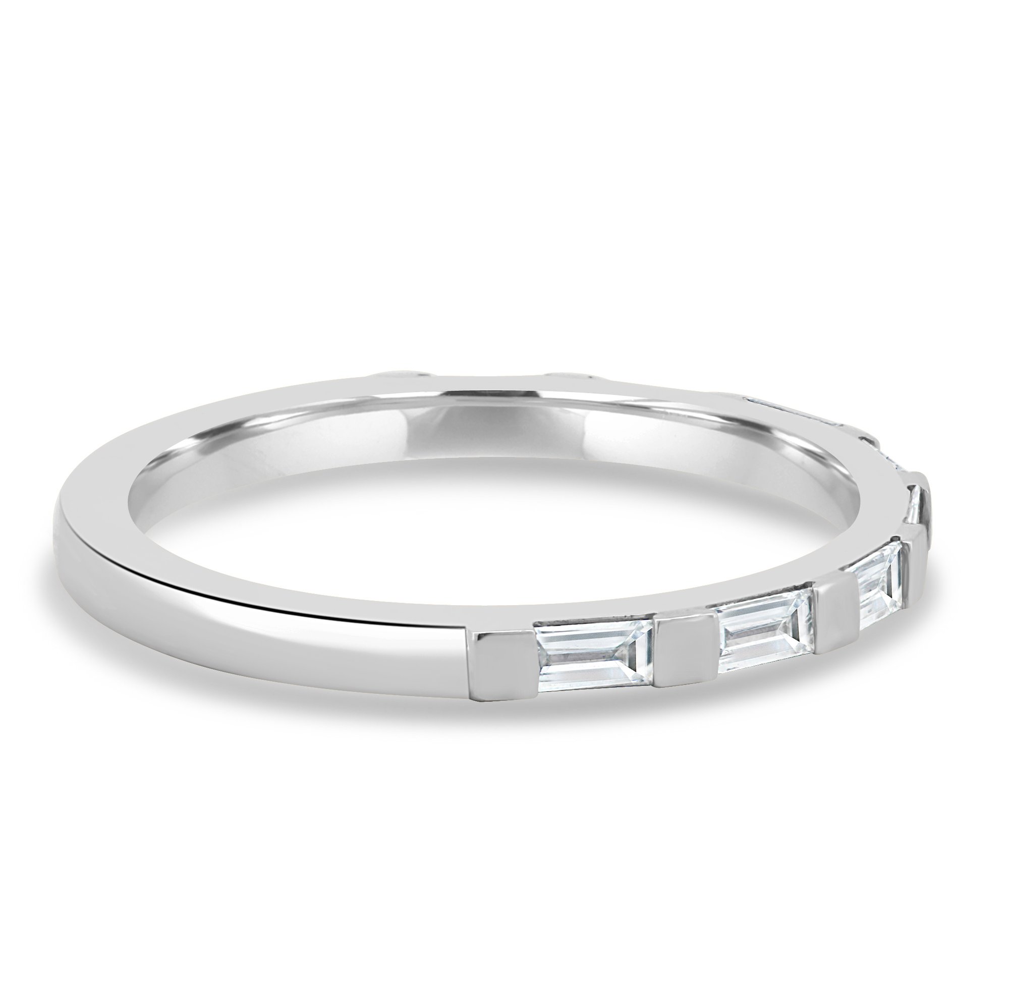 Felicity  Baguette Stone Wedding Ring - 18k White Gold