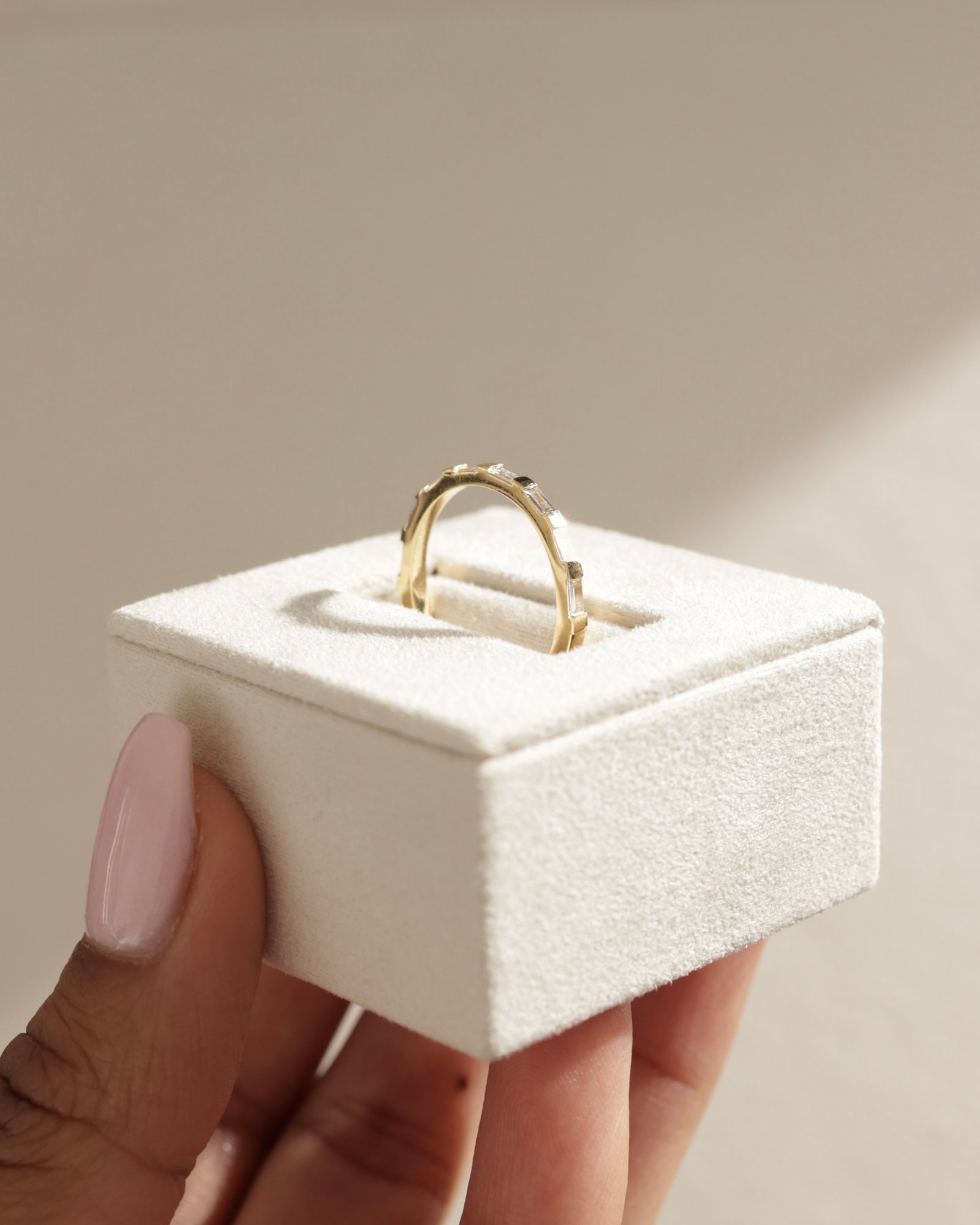 Felicity  Baguette Stone Wedding Ring Lifestyle Image