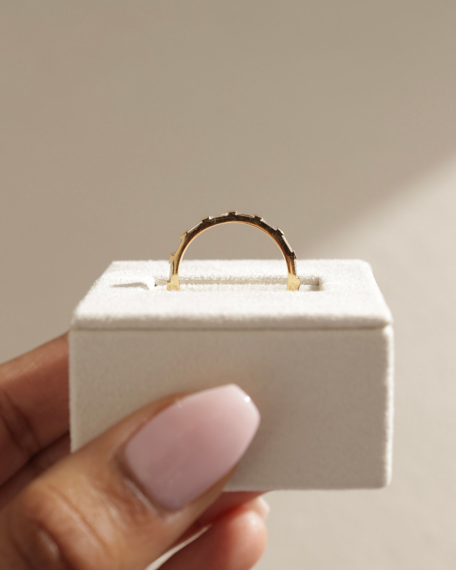 Felicity  Baguette Stone Wedding Ring Lifestyle Image