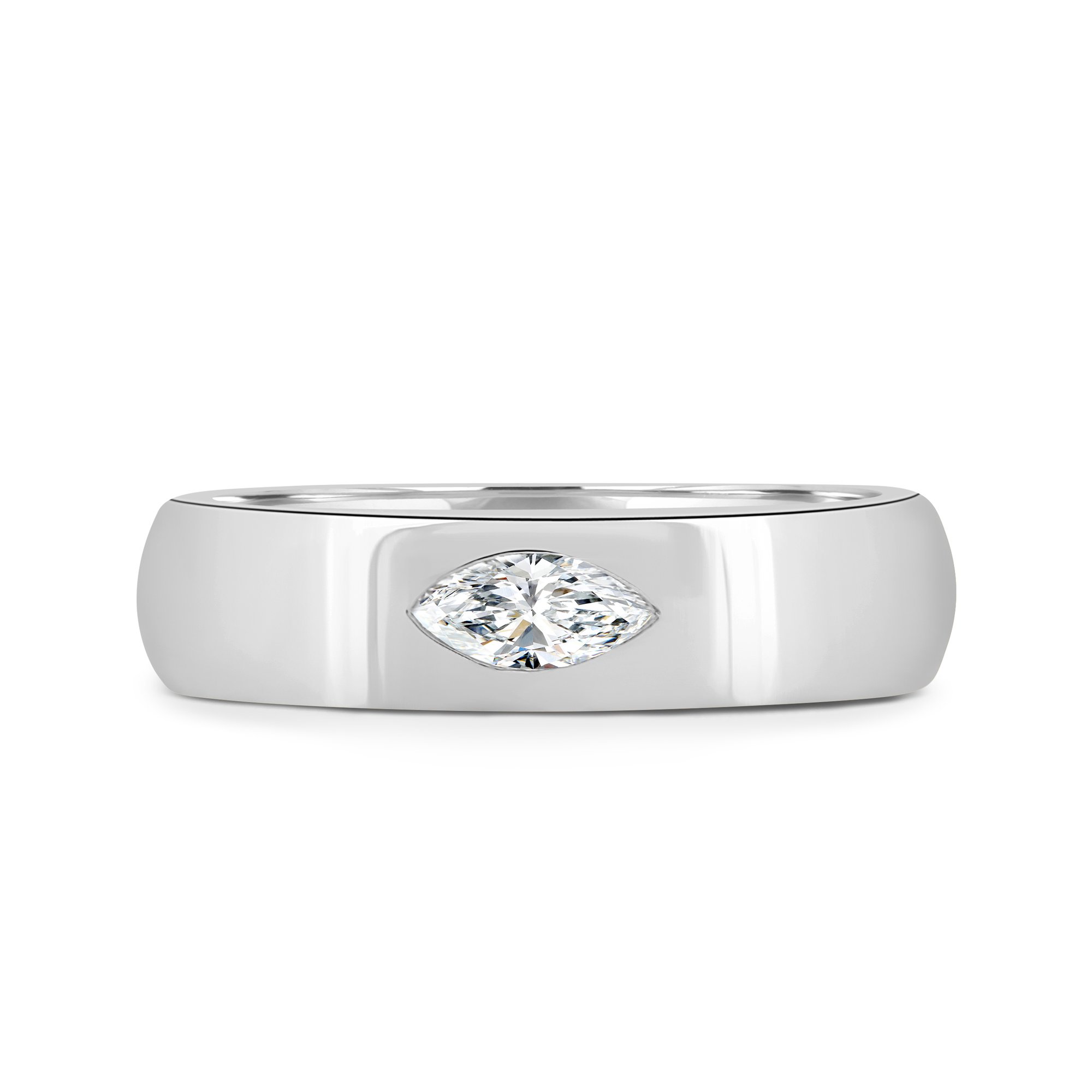 Franca - East West Marquise Smooth Dome Solitaire - 18k White Gold