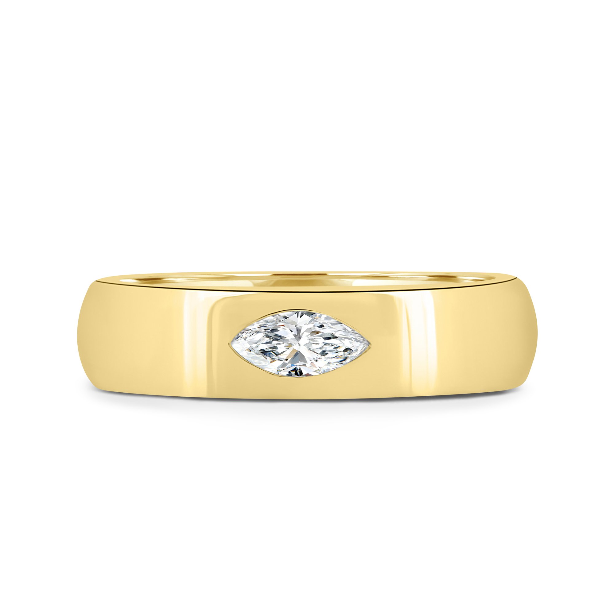 Franca - East West Marquise Smooth Dome Solitaire - 18k Yellow Gold