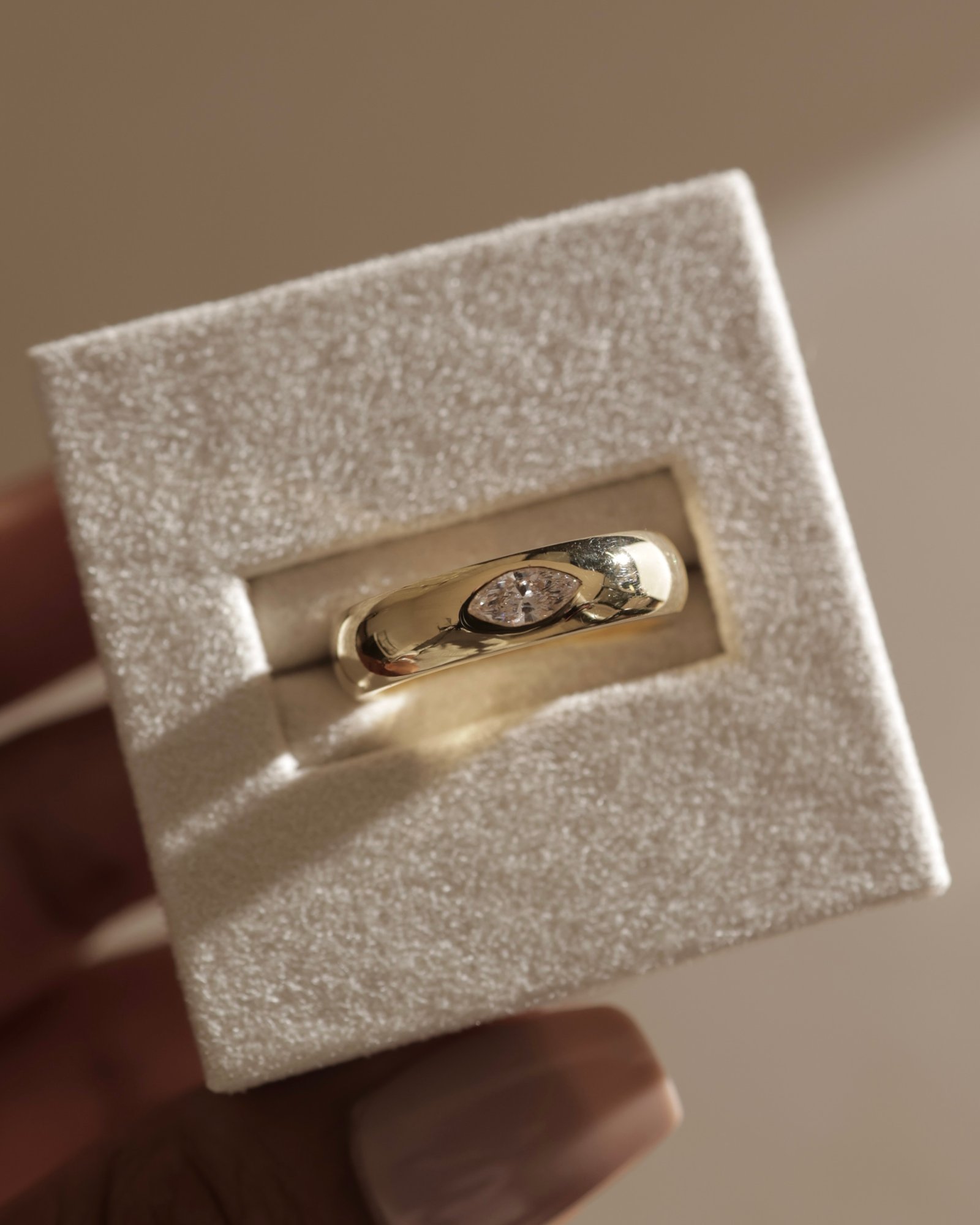 Franca - East West Marquise Smooth Dome Solitaire Lifestyle Image