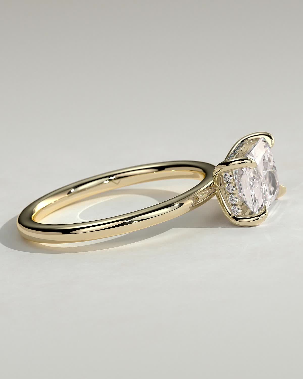 Francene - East West Radiant Solitaire with Hidden Halo - 18k Yellow Gold
