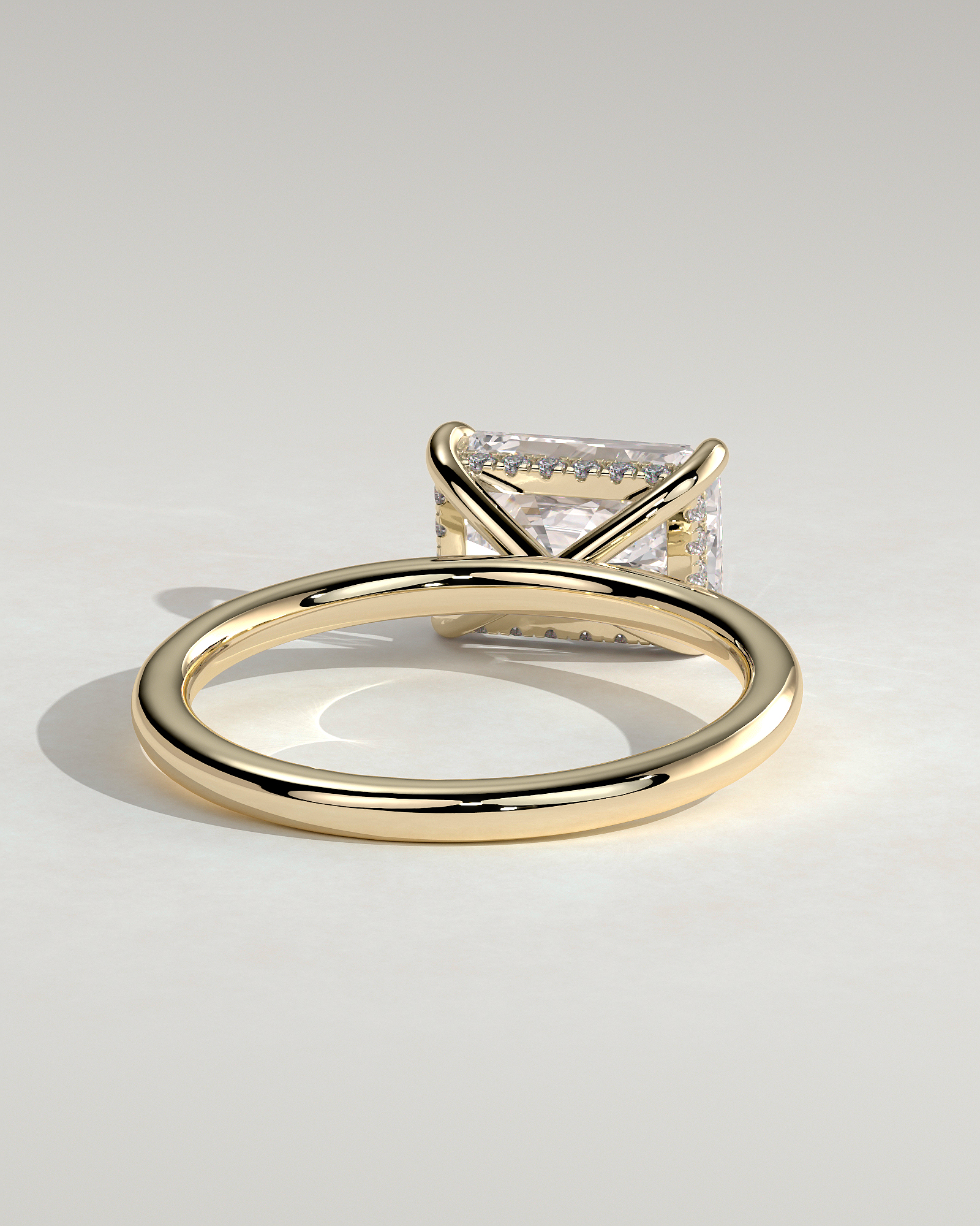 Francene - East West Radiant Solitaire with Hidden Halo - 18k Yellow Gold