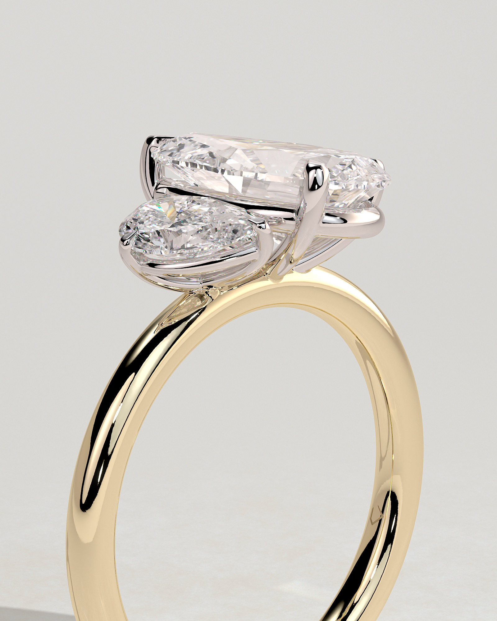 Francesca - Double Pear Toi et Moi - 18k Yellow Gold / 18k White Gold