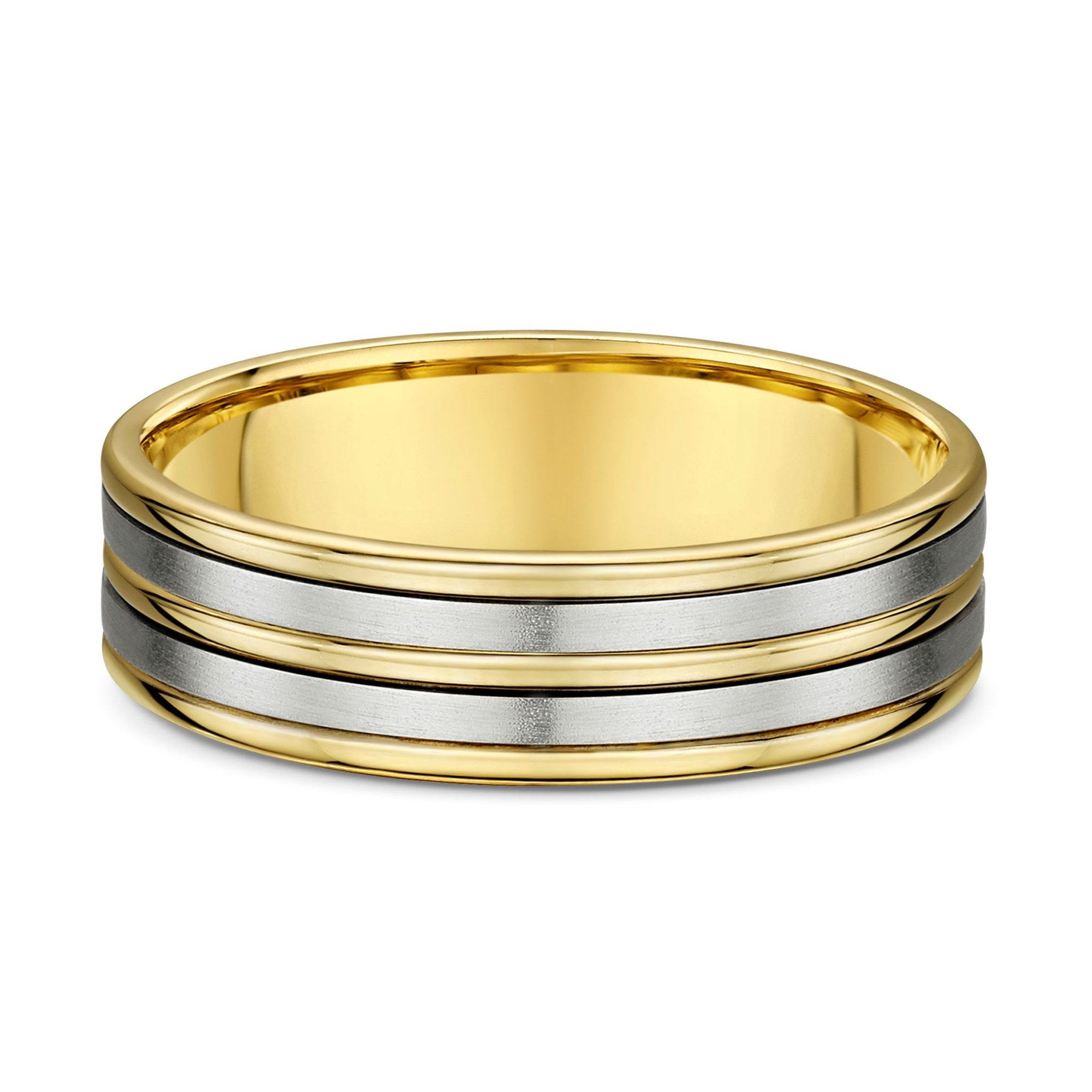 Gabriel Mens Wedding Ring - 9k Yellow Gold / 9k White Gold