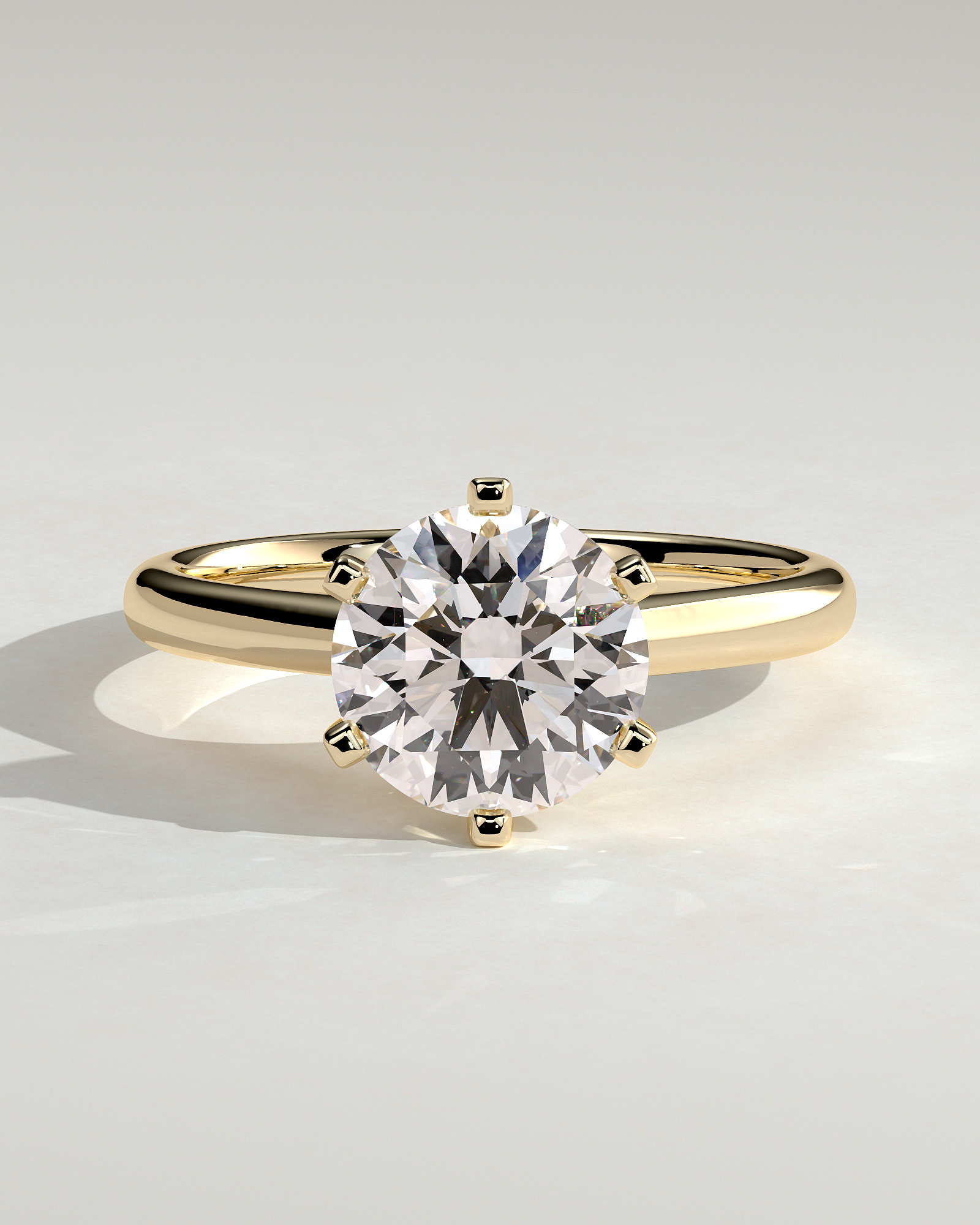 Gabrielle  6 Claw Solitaire - 18k Yellow Gold