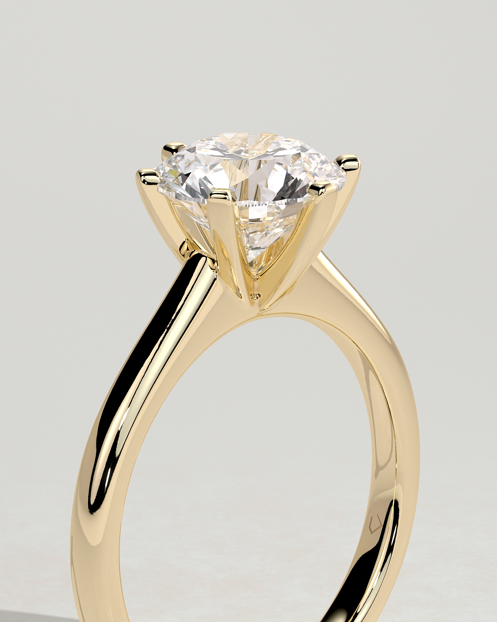 Gabrielle  6 Claw Solitaire - 18k Yellow Gold