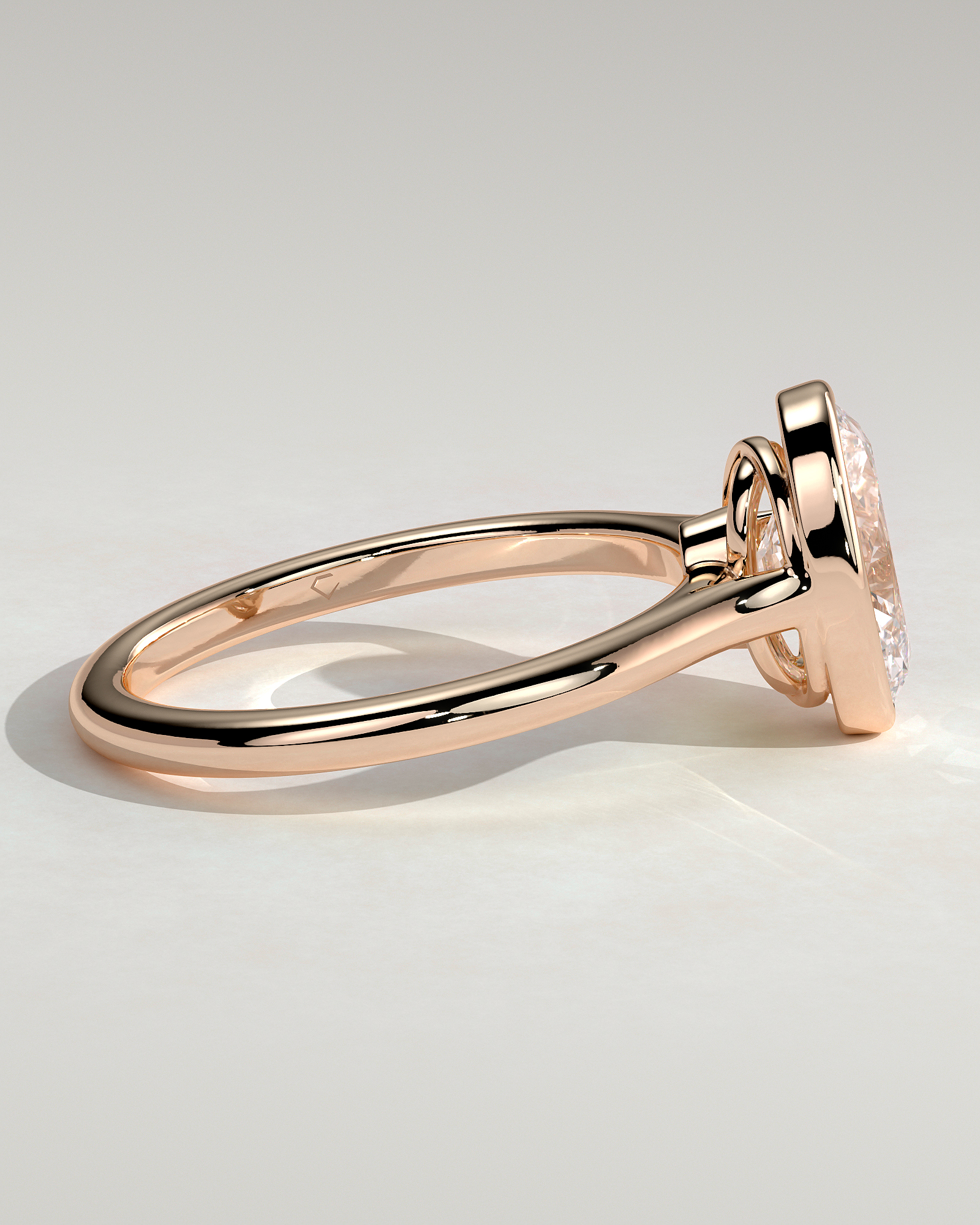 Gemma  Bezel Set Oval Solitaire - 18k Rose Gold