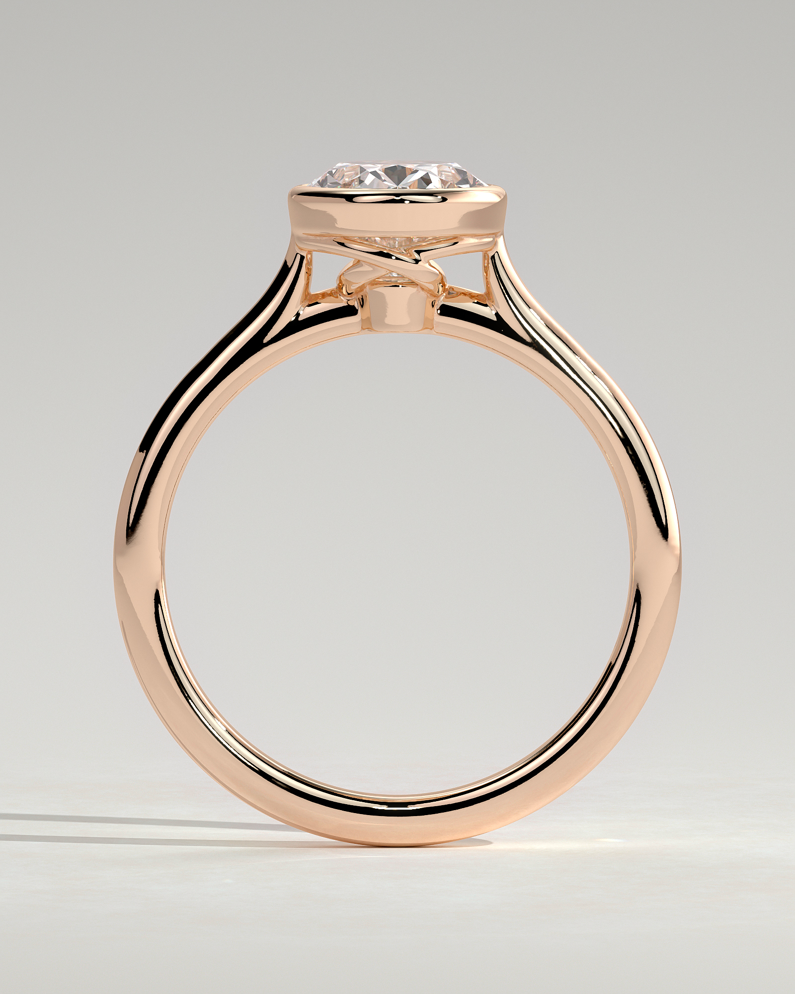 Gemma  Bezel Set Oval Solitaire - 18k Rose Gold