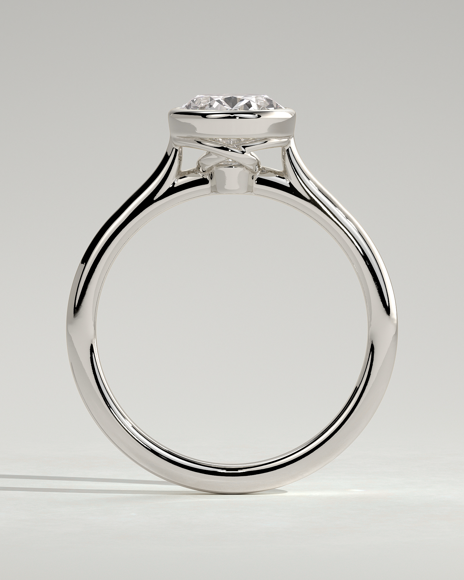 Gemma  Bezel Set Oval Solitaire - 18k White Gold