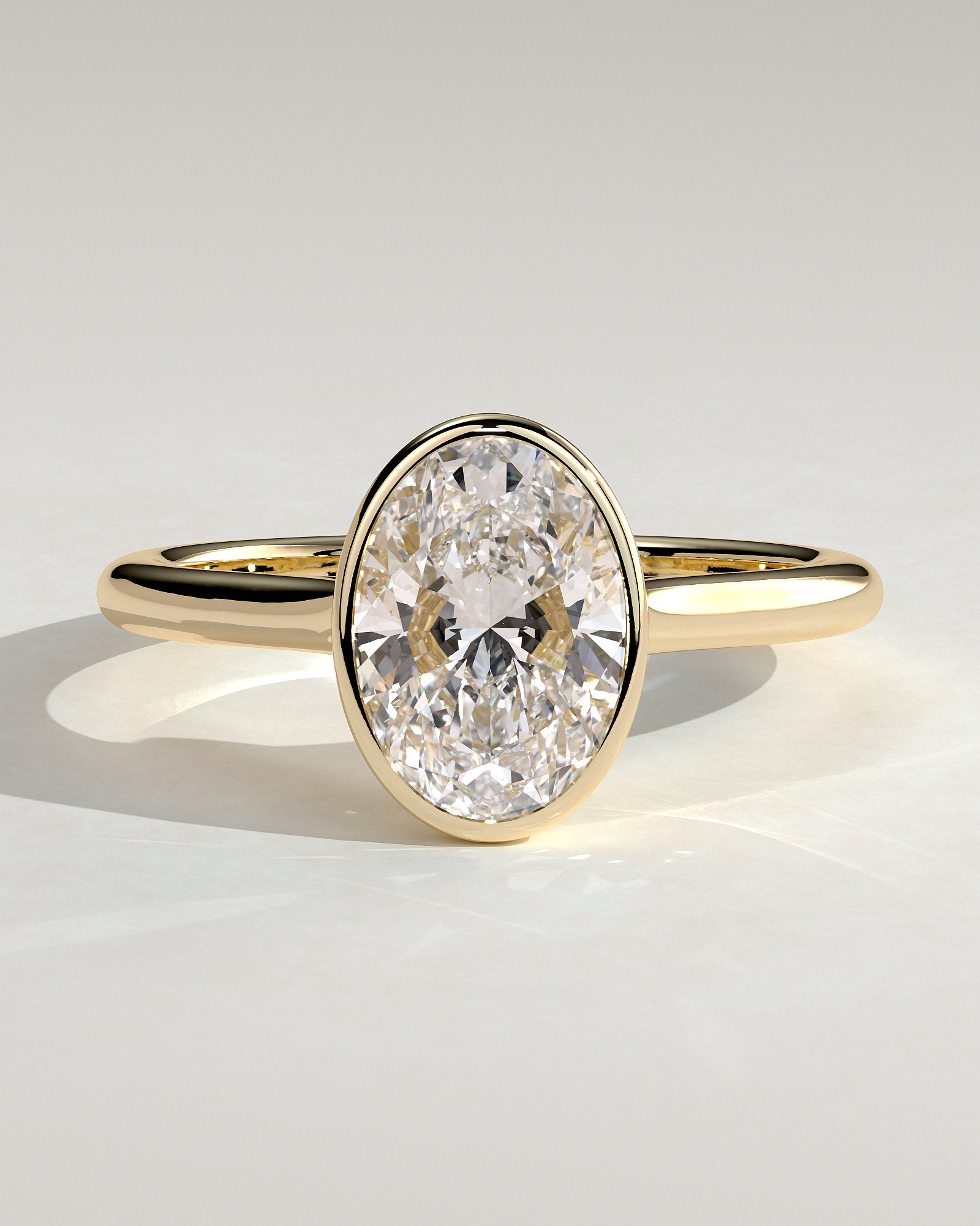 Gemma  Bezel Set Oval Solitaire - 18k Yellow Gold