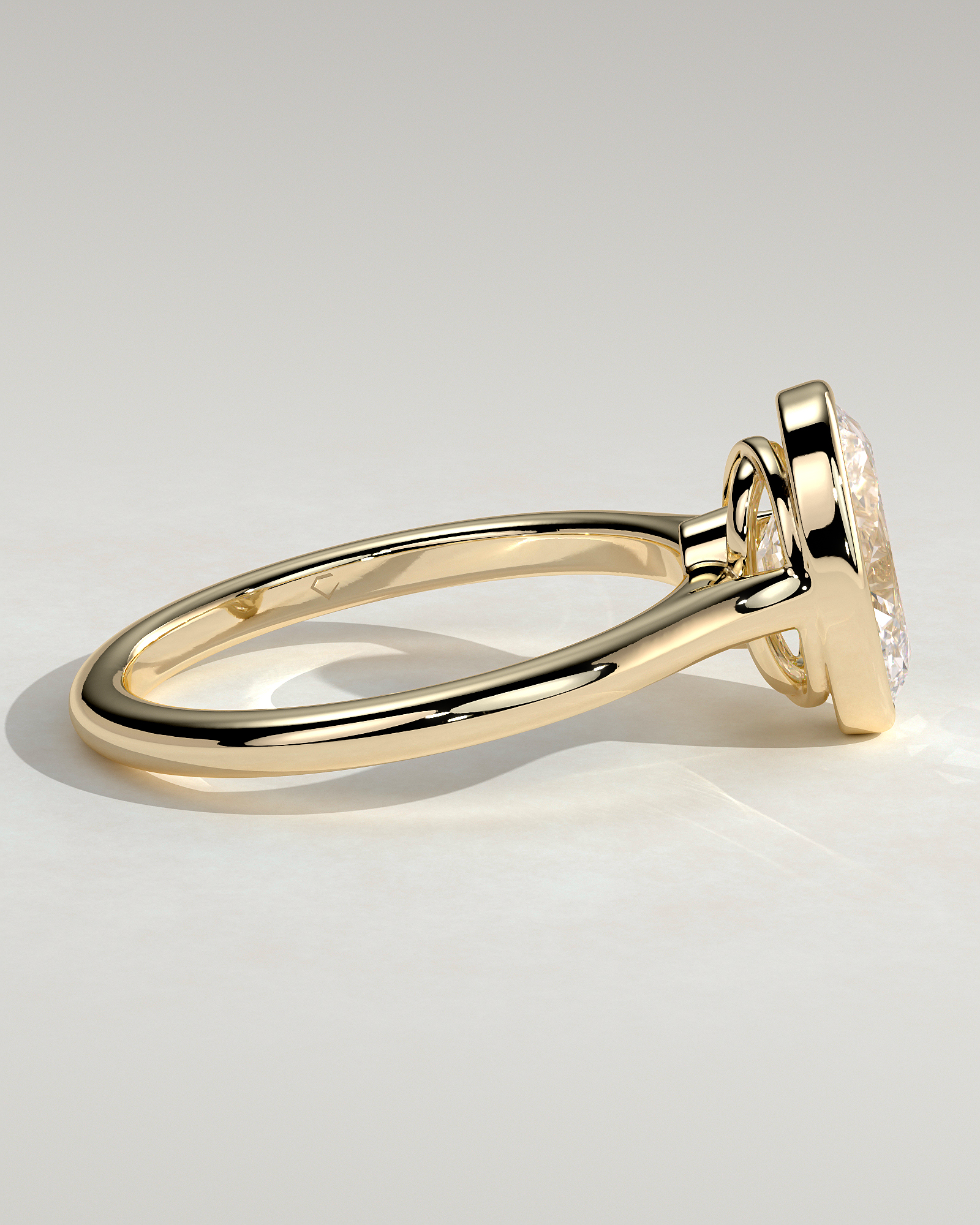 Gemma  Bezel Set Oval Solitaire - 18k Yellow Gold