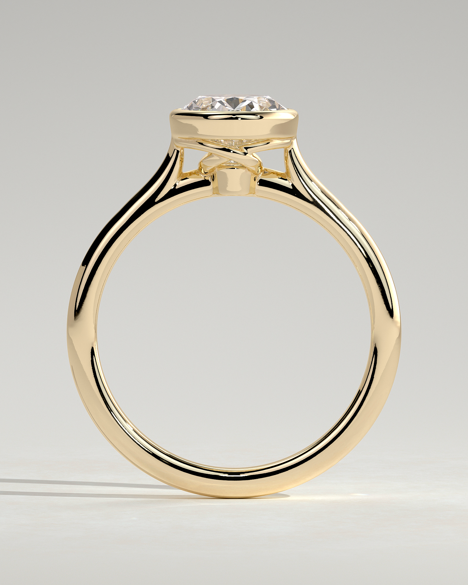 Gemma  Bezel Set Oval Solitaire - 18k Yellow Gold