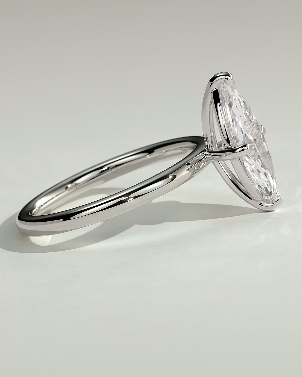 Genevieve  Marquise Solitaire - 18k White Gold