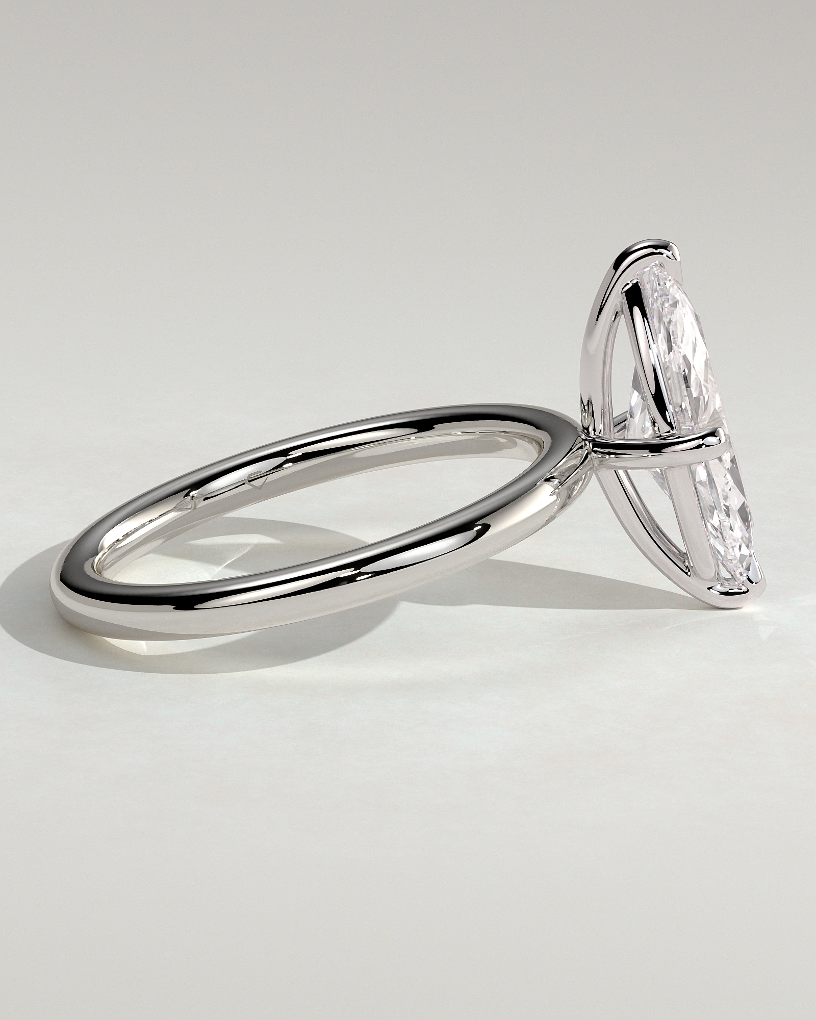 Genevieve  Marquise Solitaire - 18k White Gold