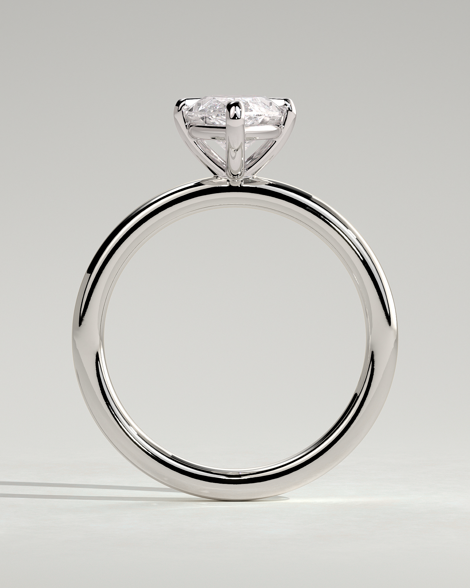 Genevieve  Marquise Solitaire - 18k White Gold