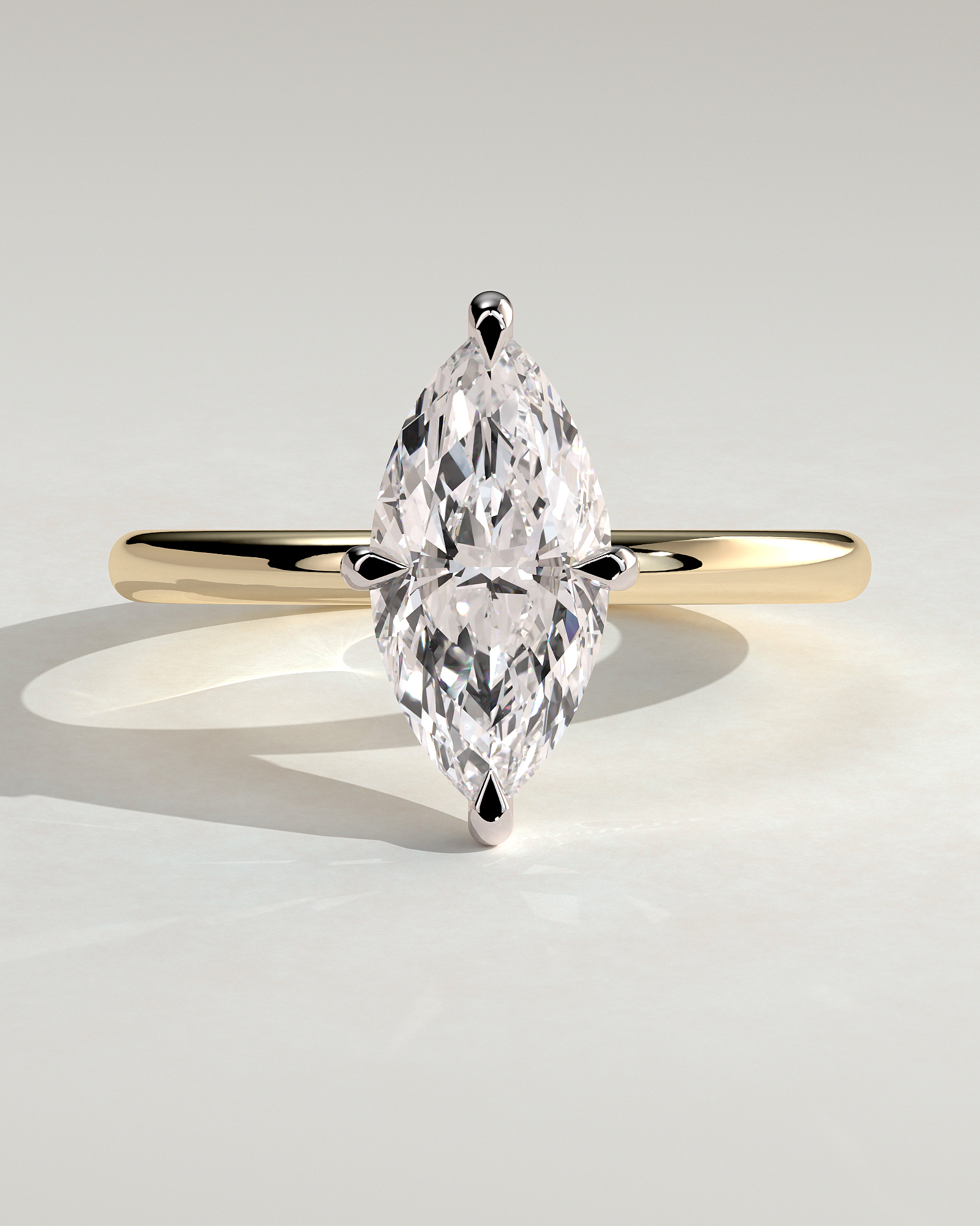 Genevieve  Marquise Solitaire - 18k Yellow Gold / 18k White Gold