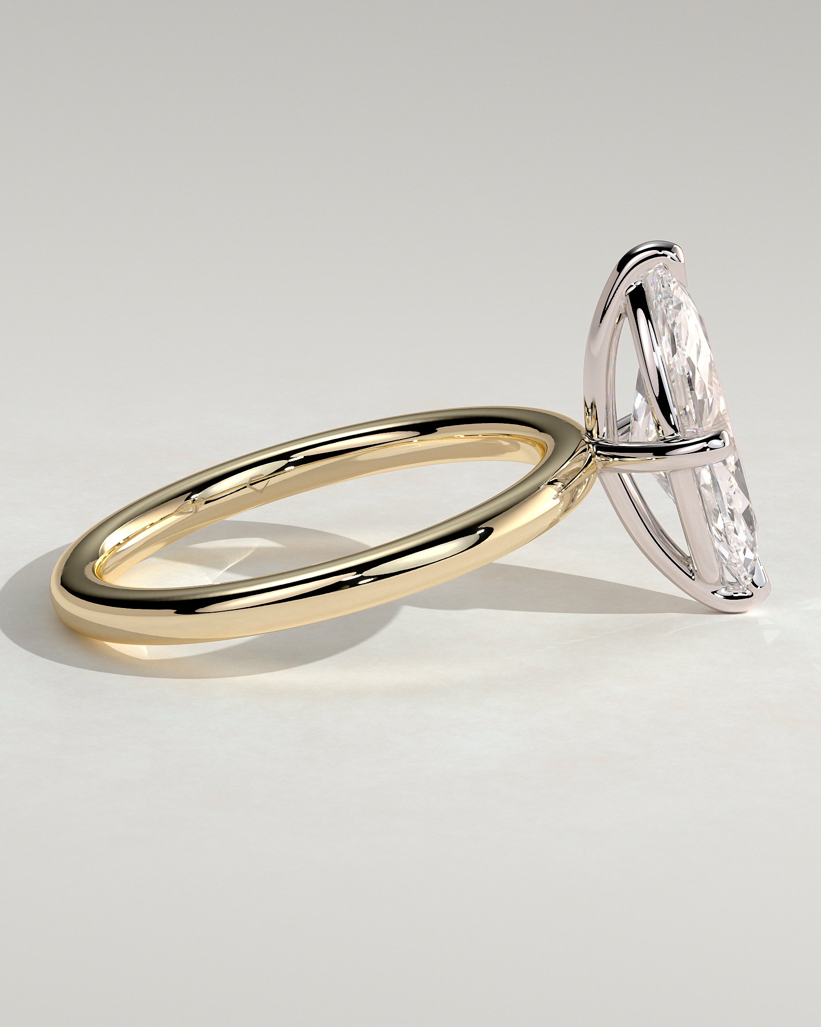Genevieve  Marquise Solitaire - 18k Yellow Gold / 18k White Gold