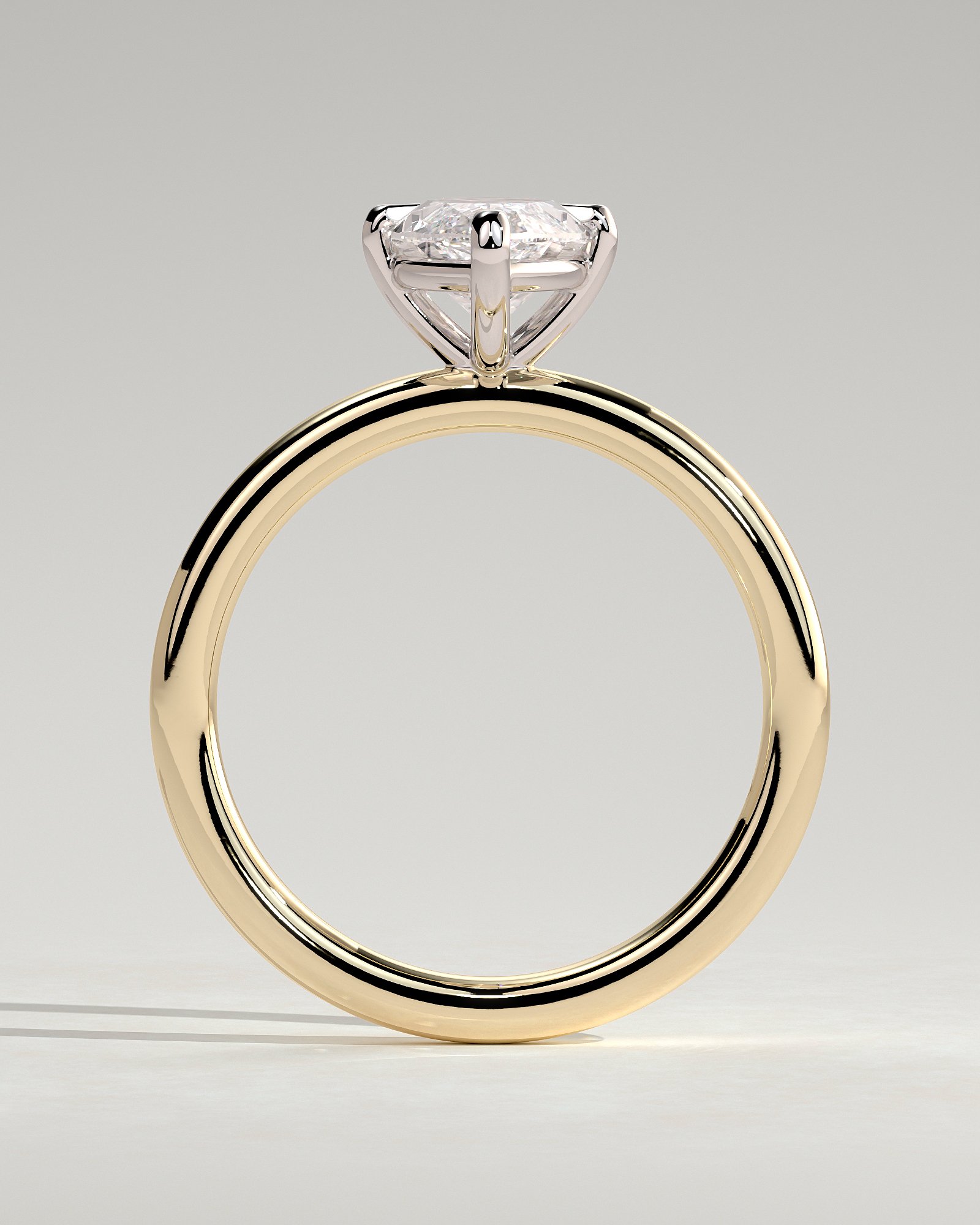 Genevieve  Marquise Solitaire - 18k Yellow Gold / 18k White Gold