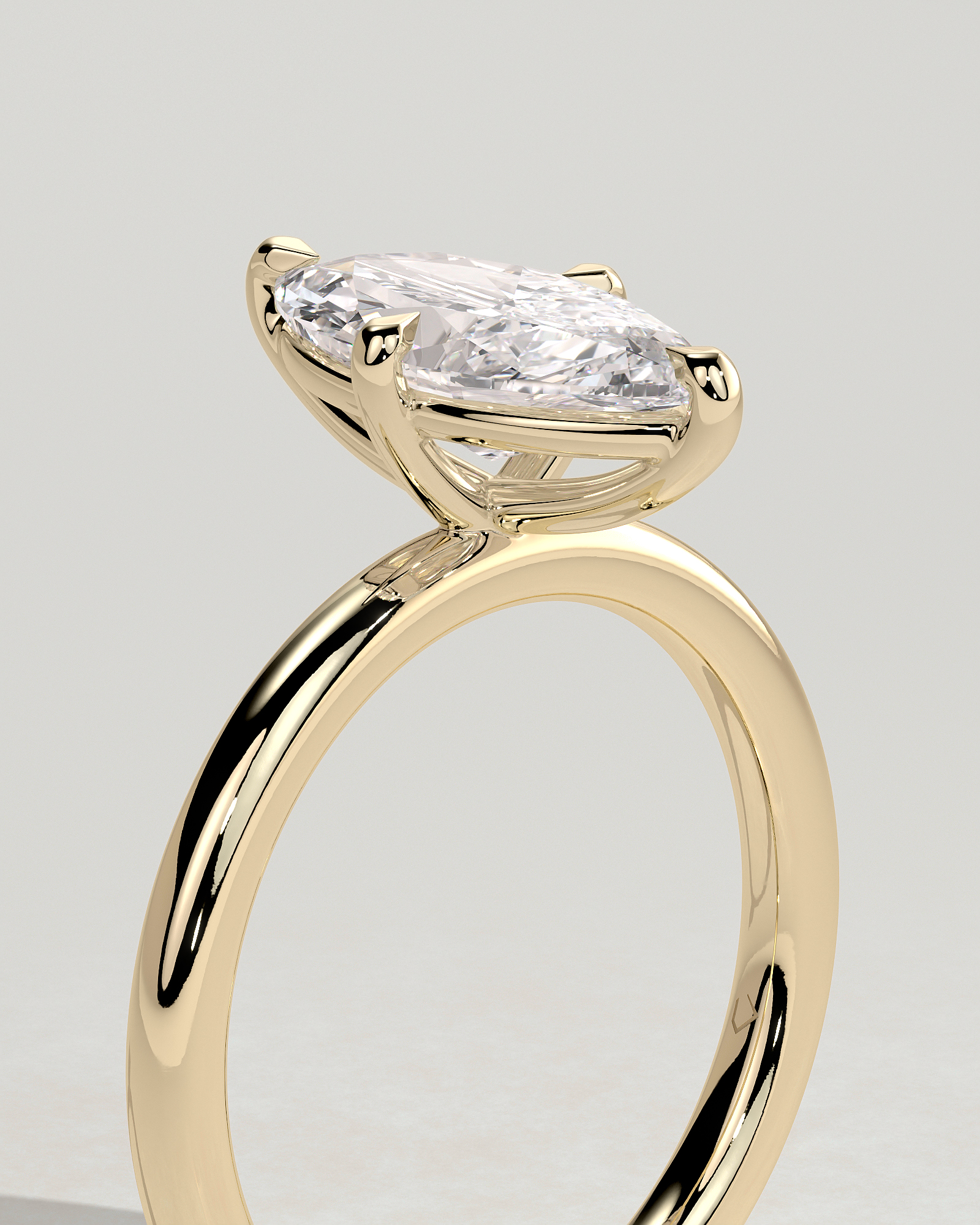 Genevieve  Marquise Solitaire - 18k Yellow Gold