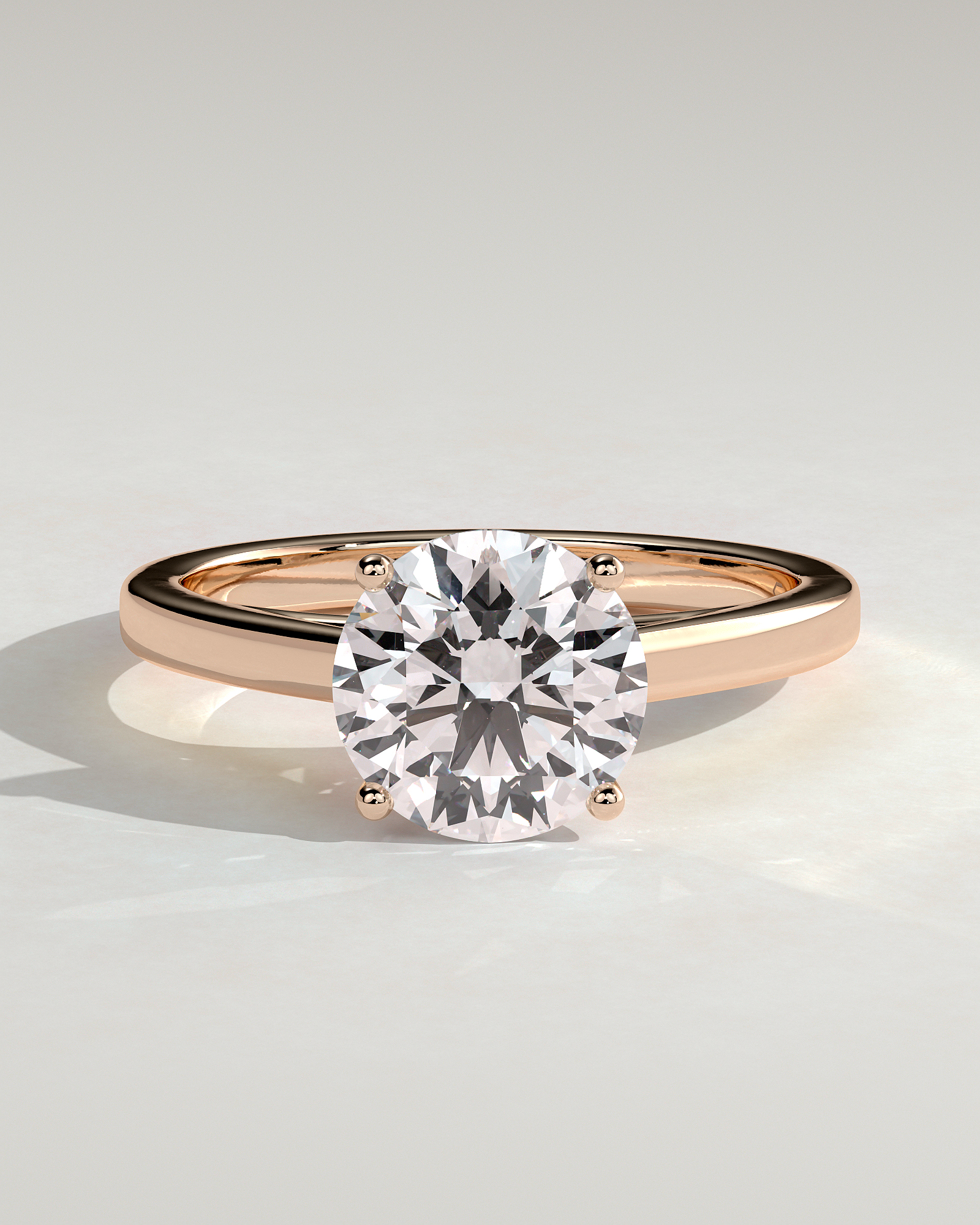 Georgia  4 Claw Cathedral Round Solitaire - 18k Rose Gold