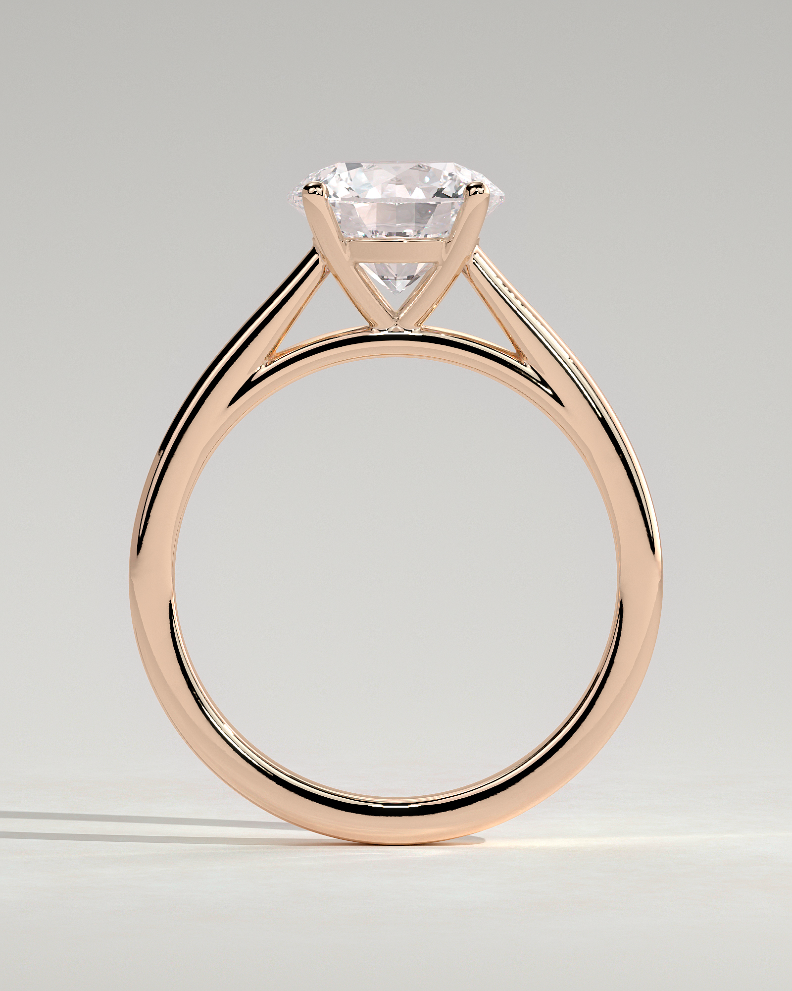 Georgia  4 Claw Cathedral Round Solitaire - 18k Rose Gold