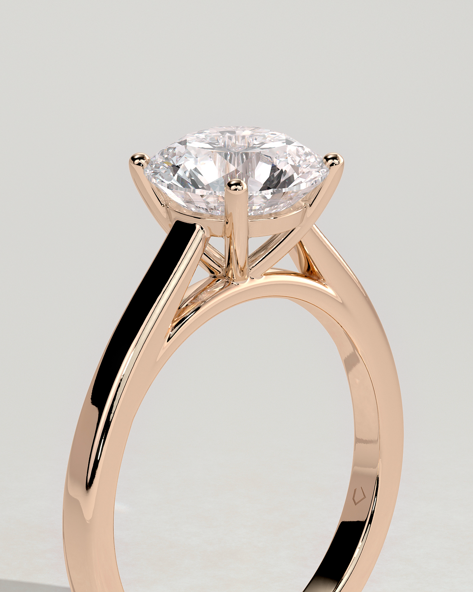 Georgia  4 Claw Cathedral Round Solitaire - 18k Rose Gold