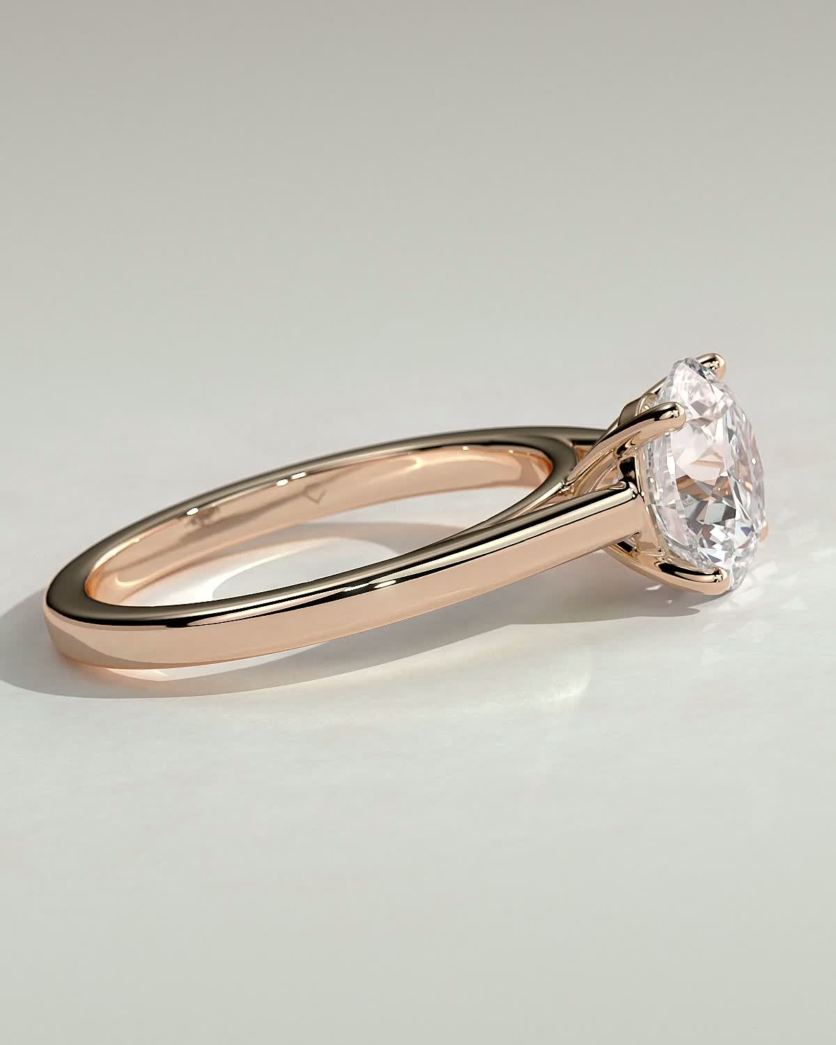 Georgia  4 Claw Cathedral Round Solitaire - 18k Rose Gold