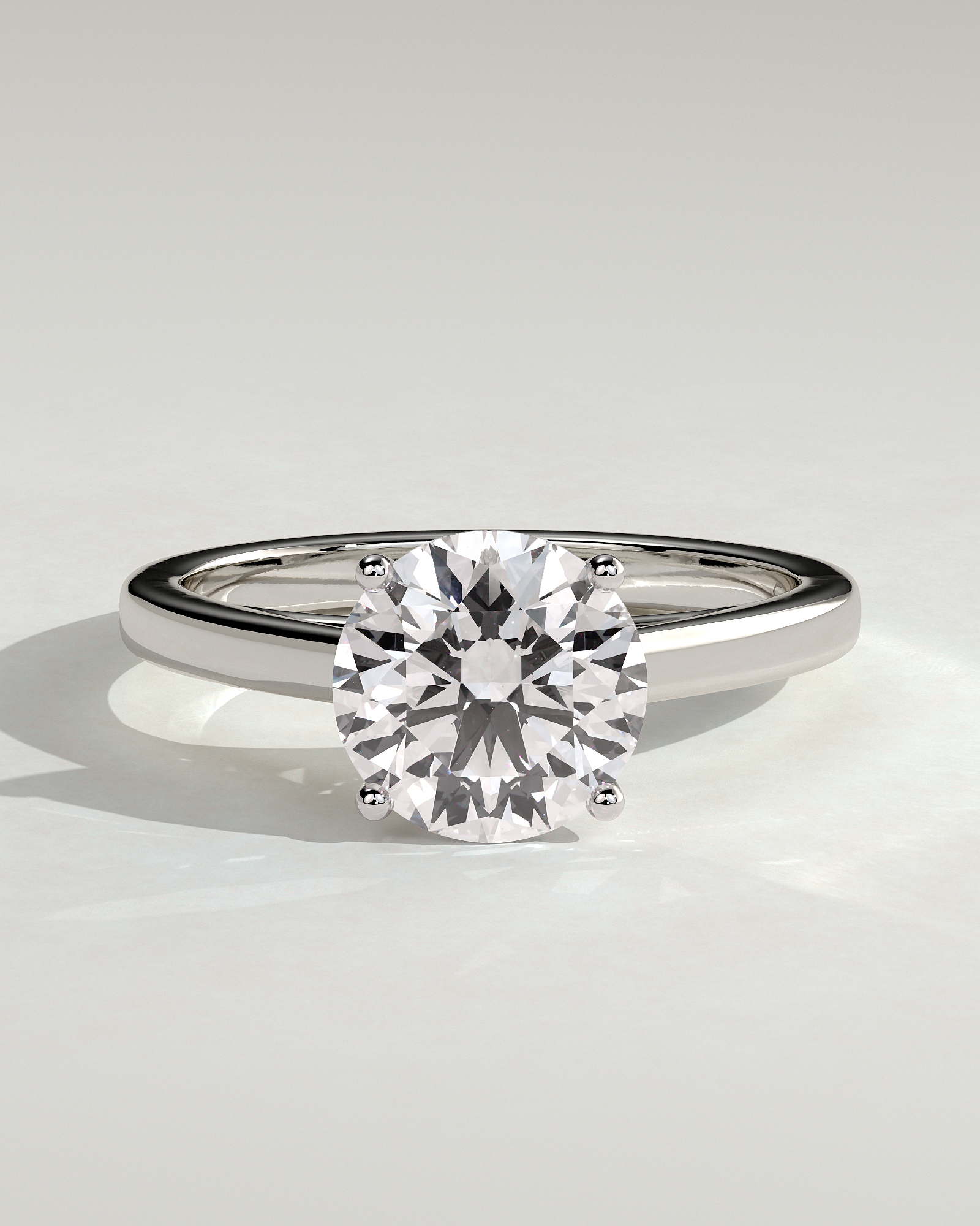 Georgia  4 Claw Cathedral Round Solitaire - 18k White Gold