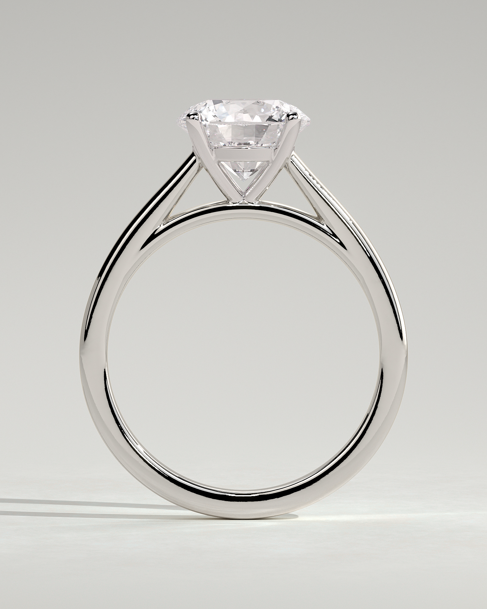 Georgia  4 Claw Cathedral Round Solitaire - 18k White Gold