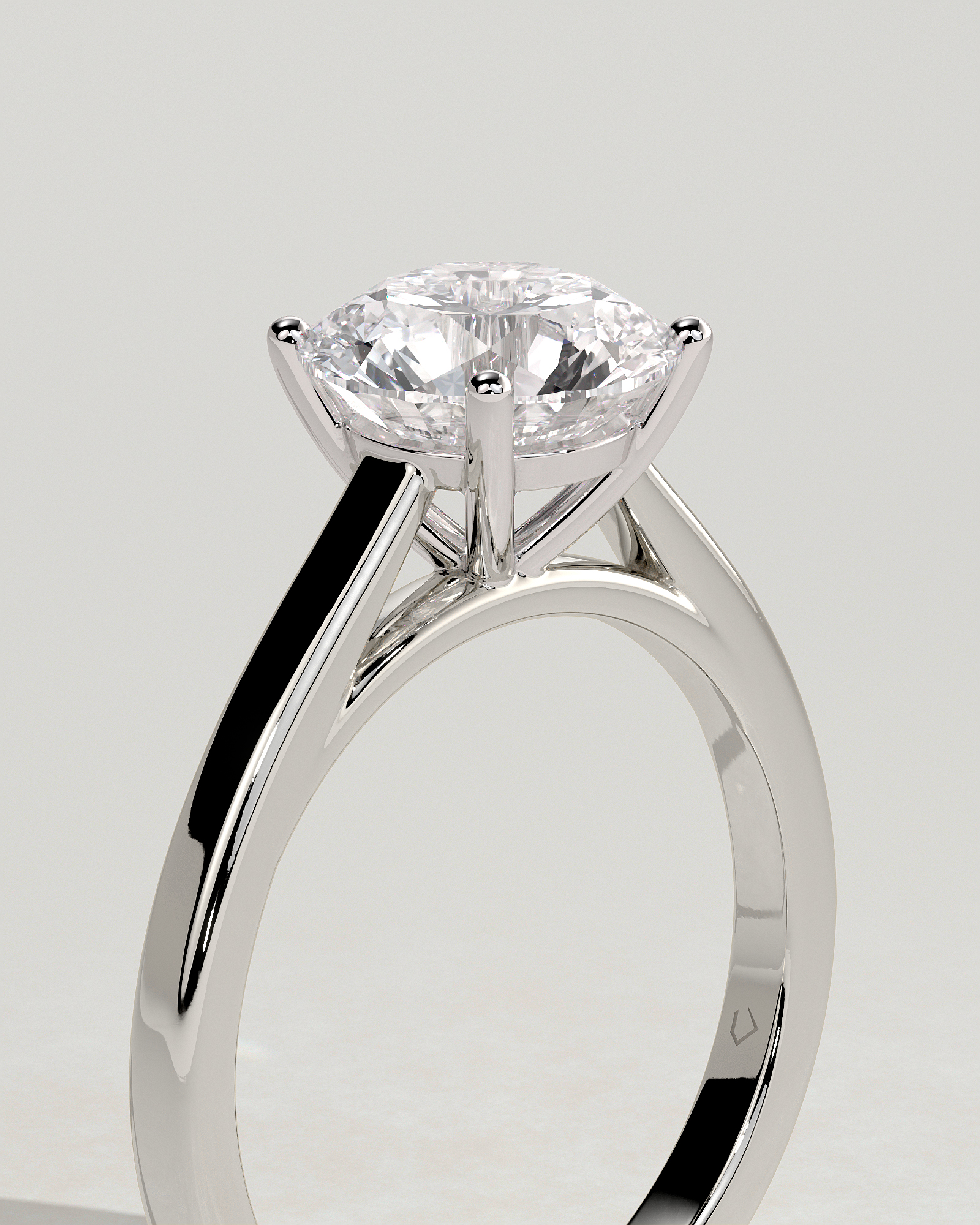 Georgia  4 Claw Cathedral Round Solitaire - 18k White Gold