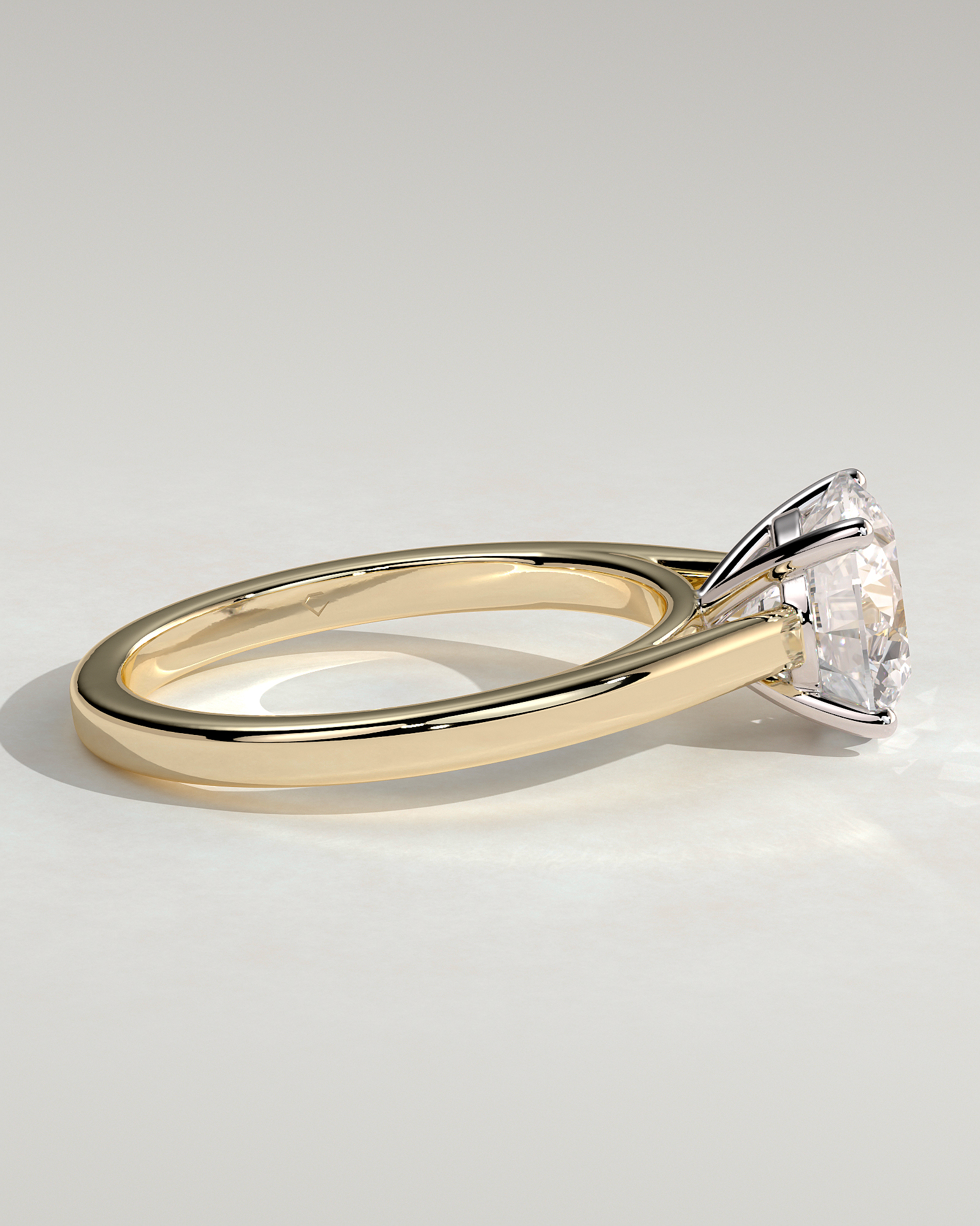 Georgia  4 Claw Cathedral Round Solitaire - 18k Yellow Gold / 18k White Gold