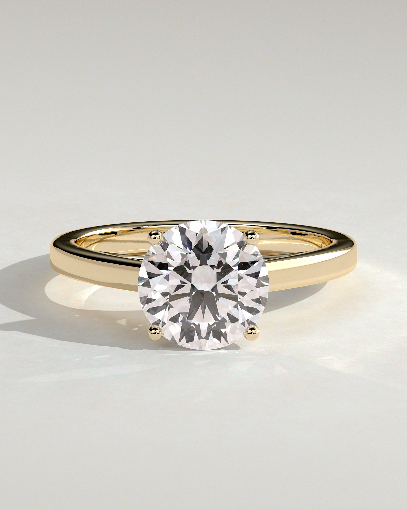 Georgia  4 Claw Cathedral Round Solitaire - 18k Yellow Gold