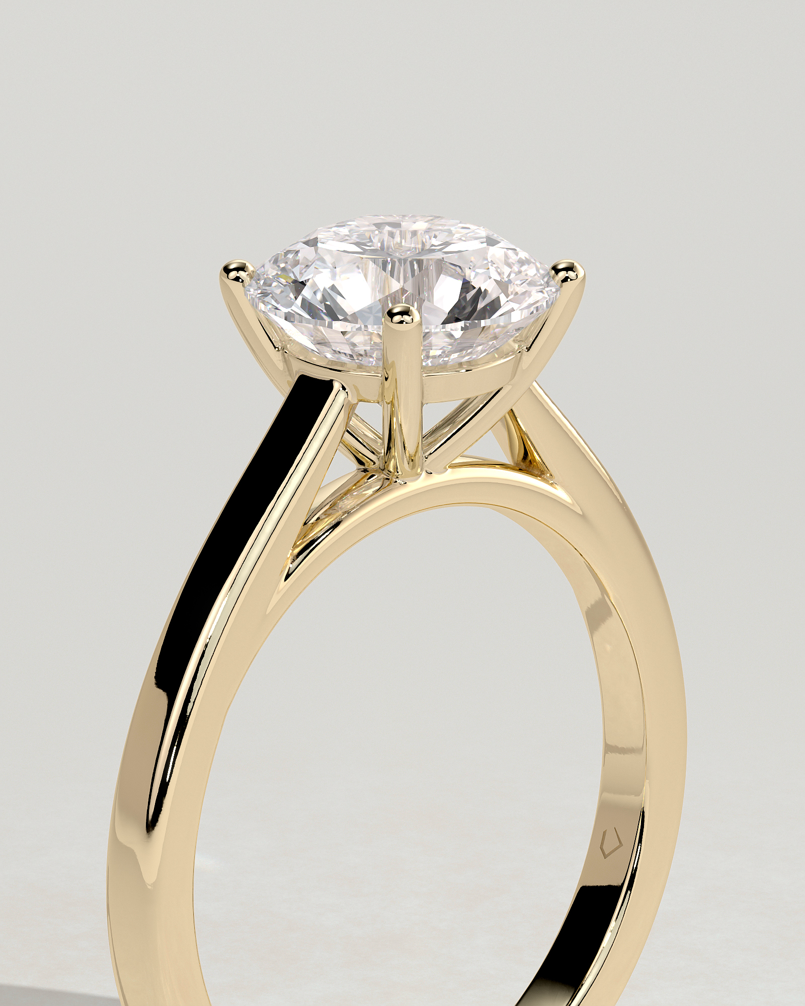 Georgia  4 Claw Cathedral Round Solitaire - 18k Yellow Gold